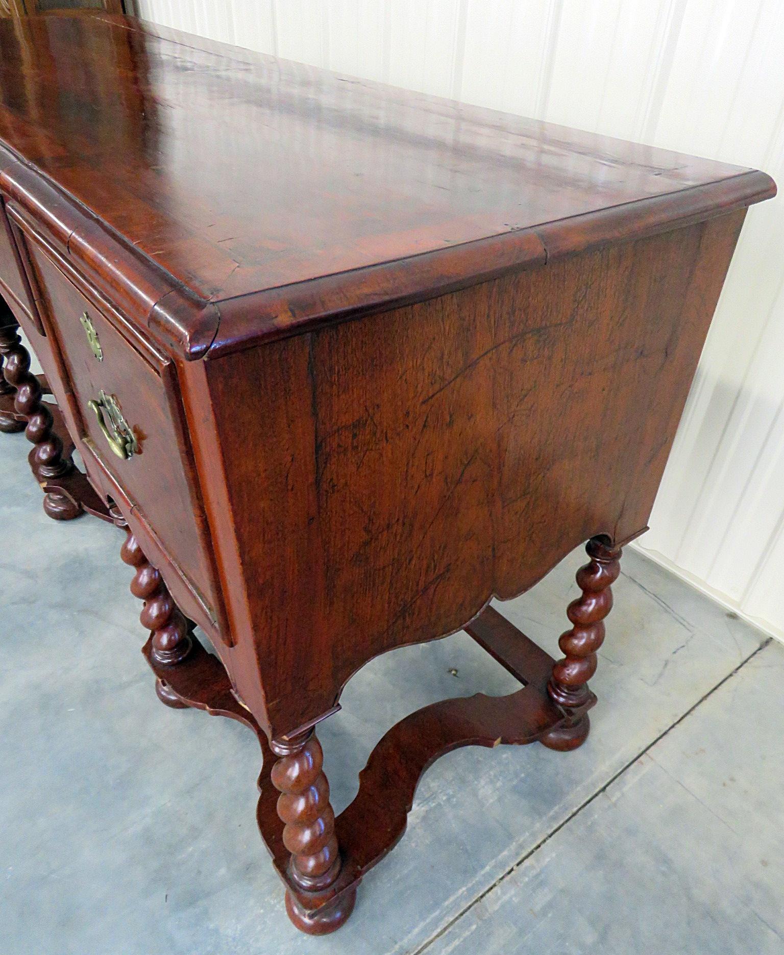 William and Mary Antique 18th Century William & Mary Barley Twist Buffet Server Sideboard