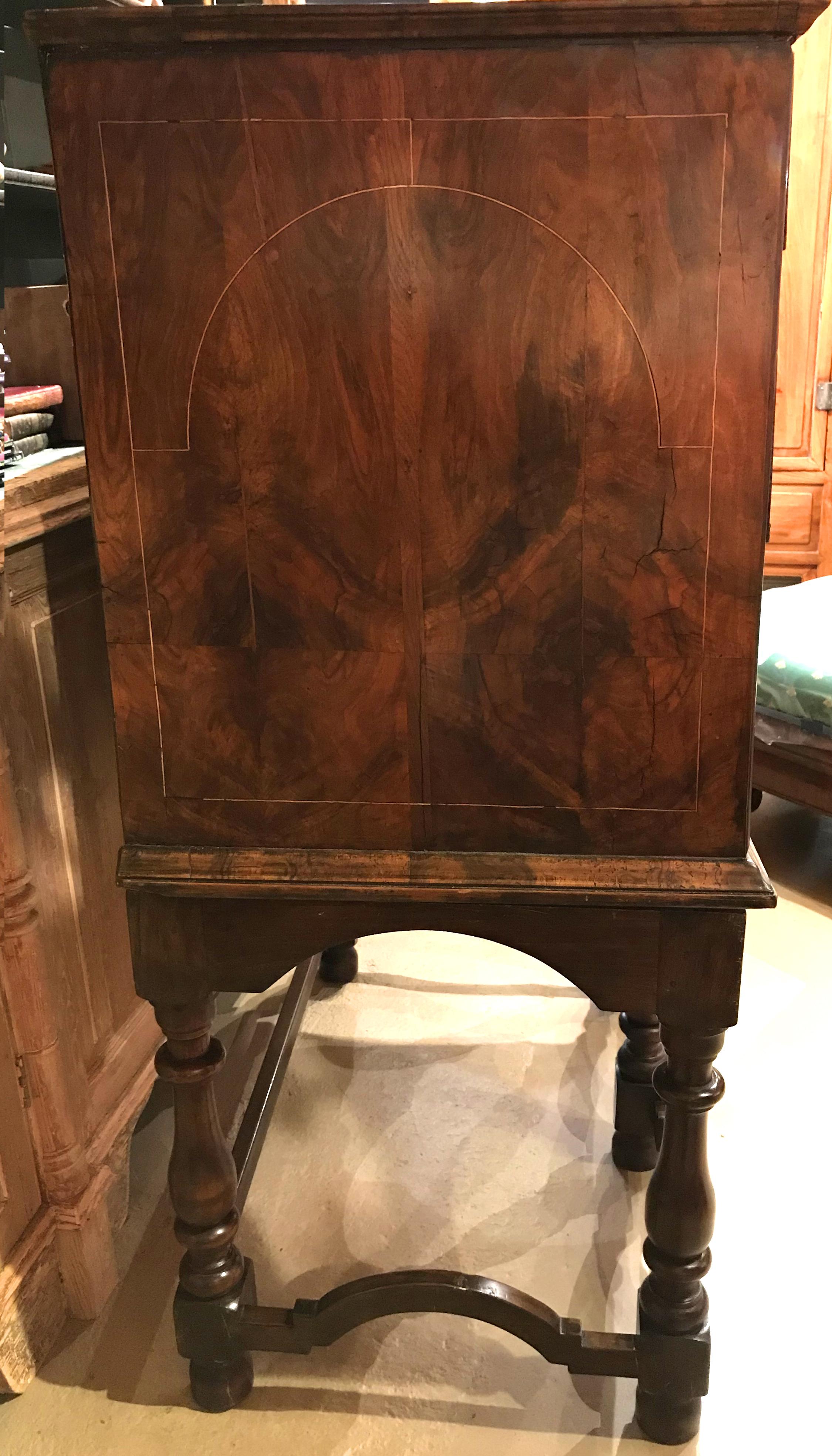 18th Century William and Mary Walnut Chest on Stand In Good Condition In Milford, NH
