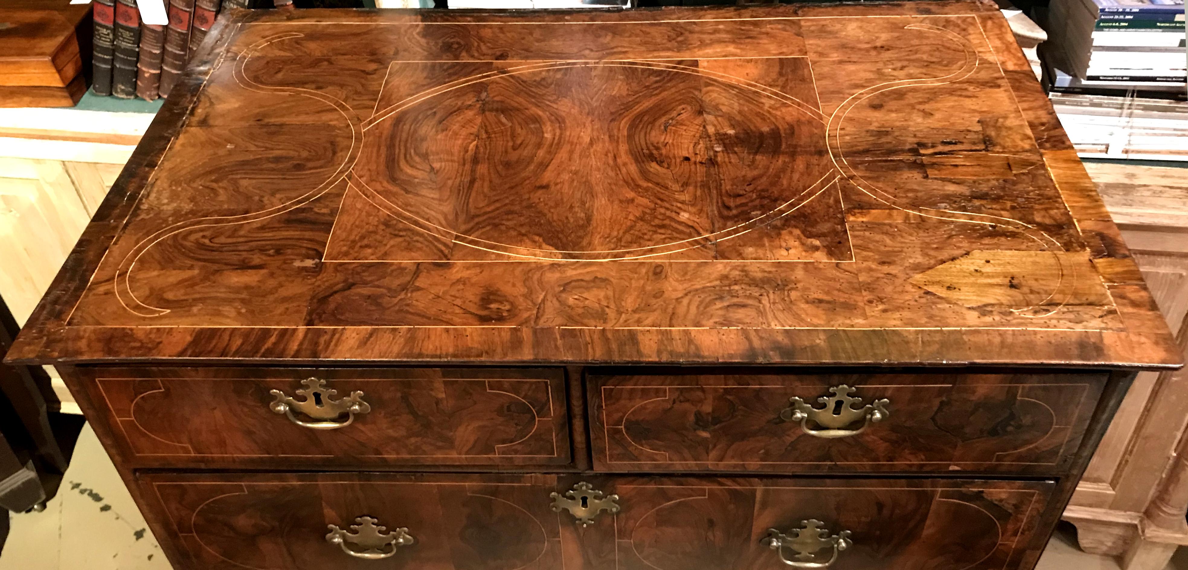 18th Century and Earlier 18th Century William and Mary Walnut Chest on Stand