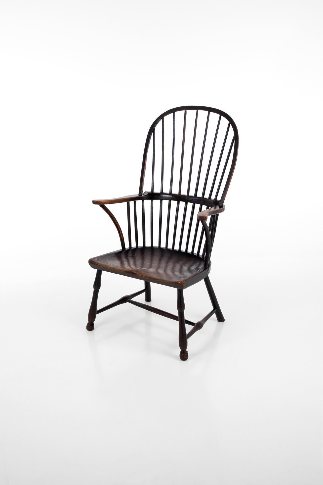 George III 18th Century Windsor Stick Back Chair in Elm and Ash, circa 1760