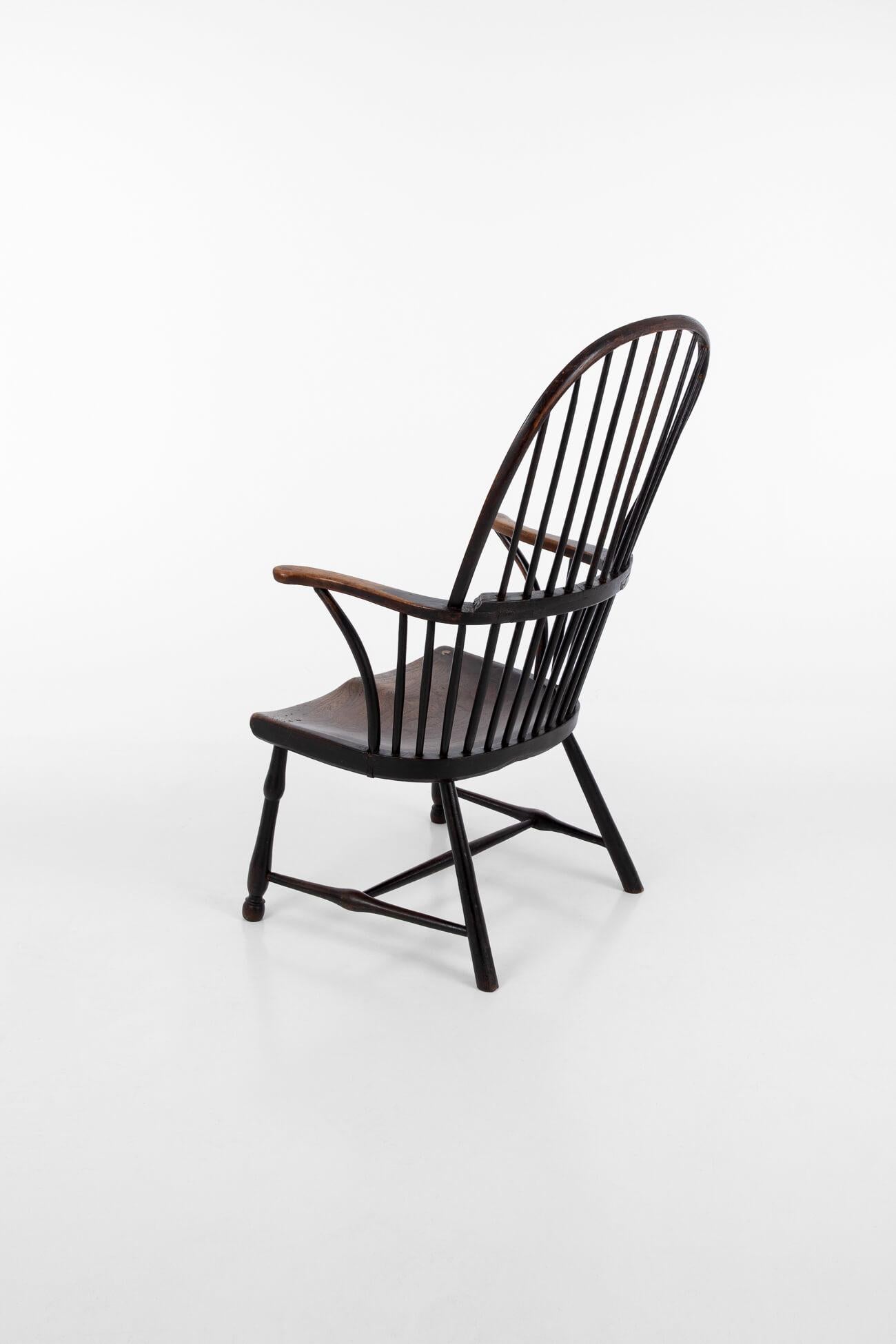 British 18th Century Windsor Stick Back Chair in Elm and Ash, circa 1760