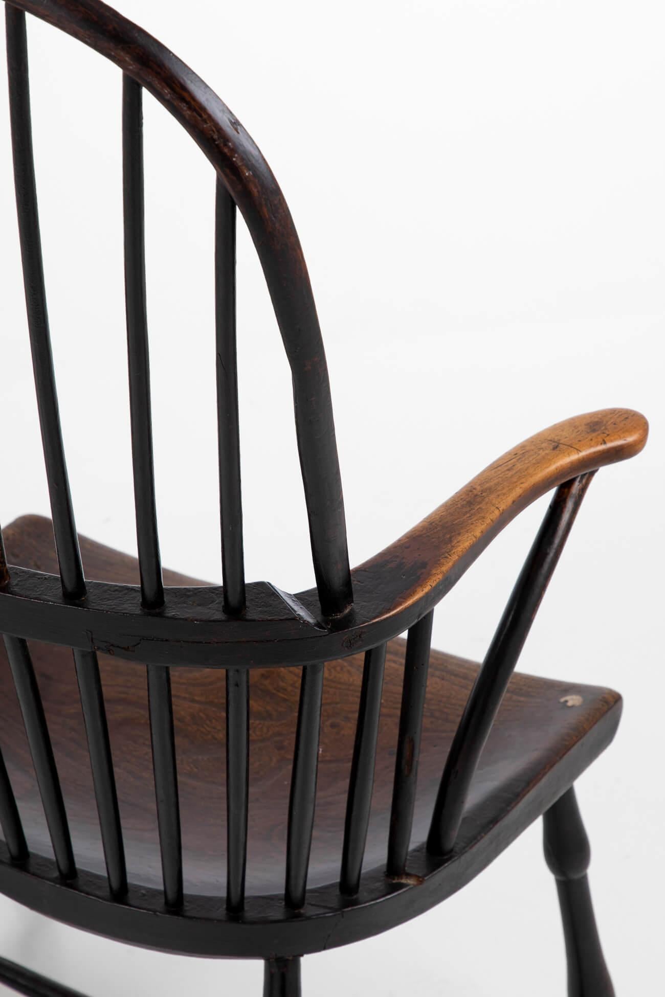 18th Century and Earlier 18th Century Windsor Stick Back Chair in Elm and Ash, circa 1760