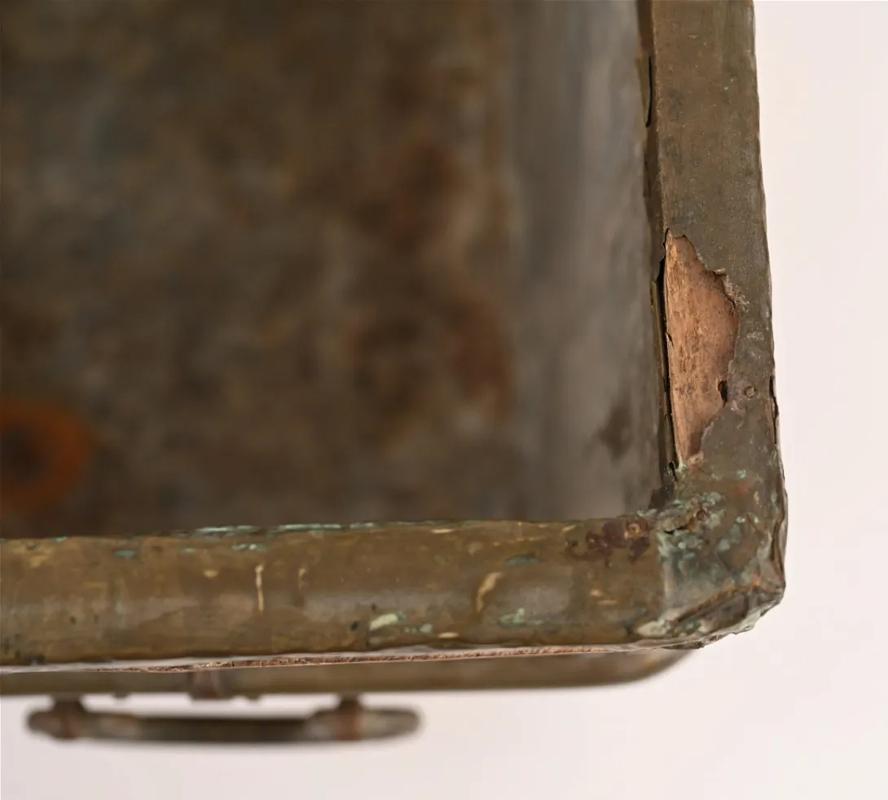 18th Century Wood, Brass and Steel Chinese Ice Chest Line with Galvanized Steel For Sale 10