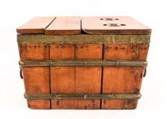 18th Century Wood, Brass and Steel Chinese Ice Chest Line with Galvanized Steel