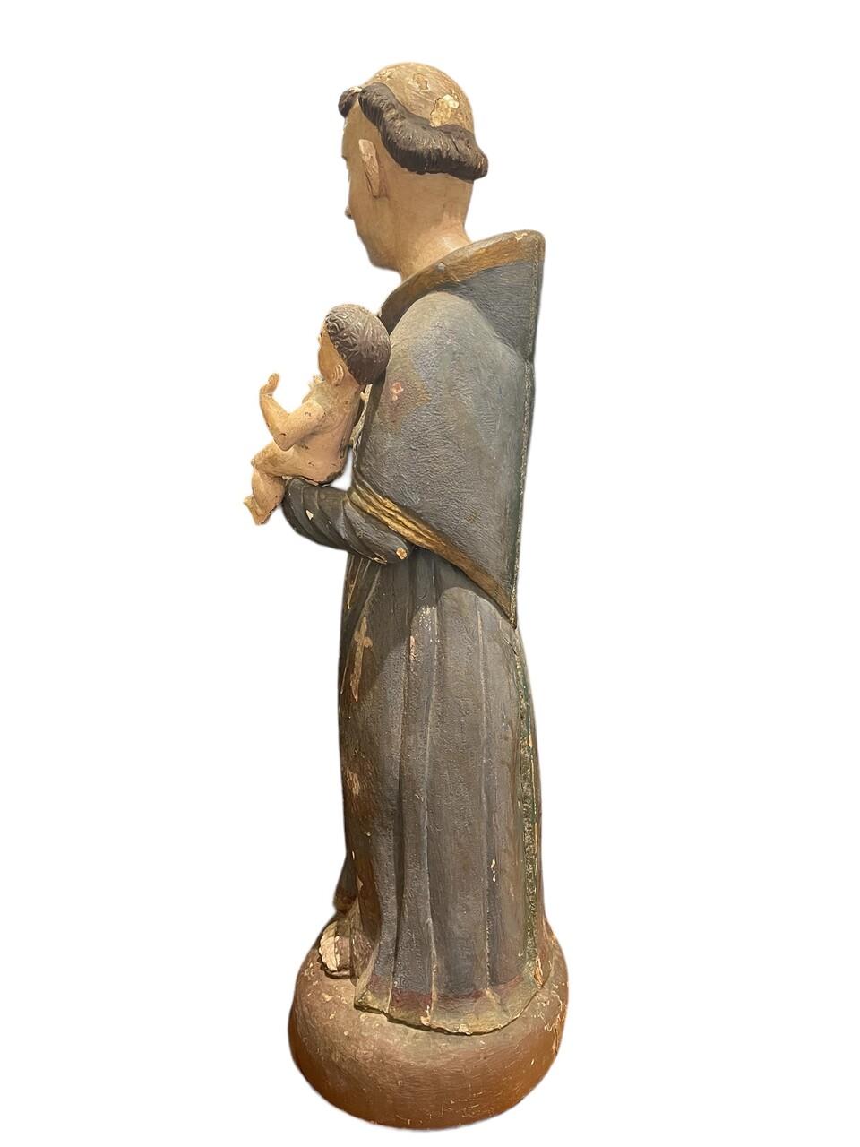 Spanish Colonial 18th Century Wood Carved and Painted Santo For Sale