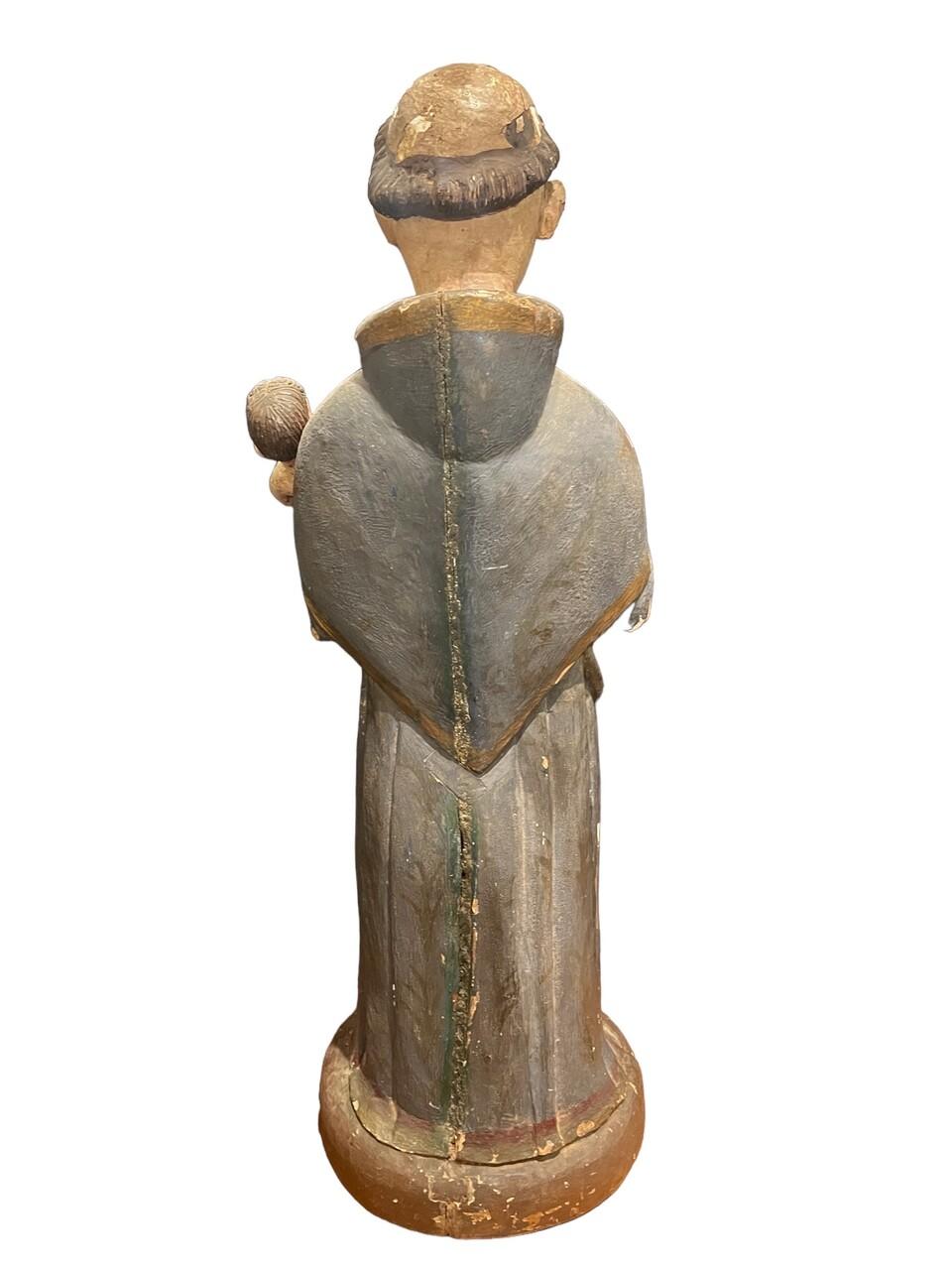 Mexican 18th Century Wood Carved and Painted Santo For Sale