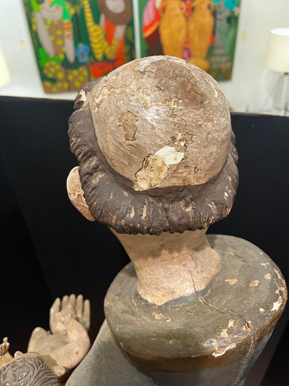 18th Century and Earlier 18th Century Wood Carved and Painted Santo For Sale