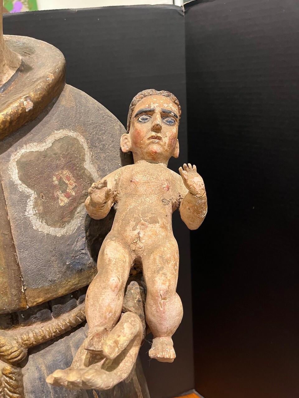 18th Century Wood Carved and Painted Santo For Sale 2