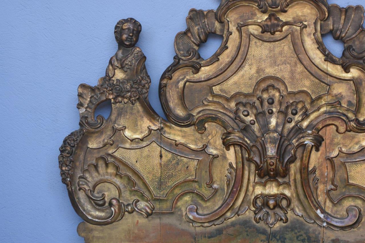 Gilt 18th Century Wood Headboard Carved and Gilded