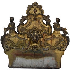 18th Century Wood Headboard Carved and Gilded