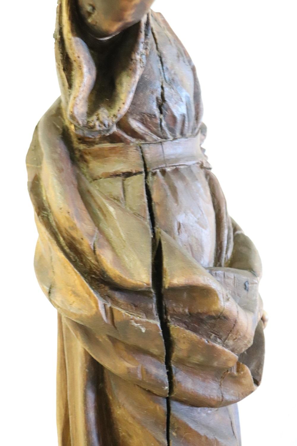 18th Century Wood Italian Antique Religious Saint Sculpture For Sale 3