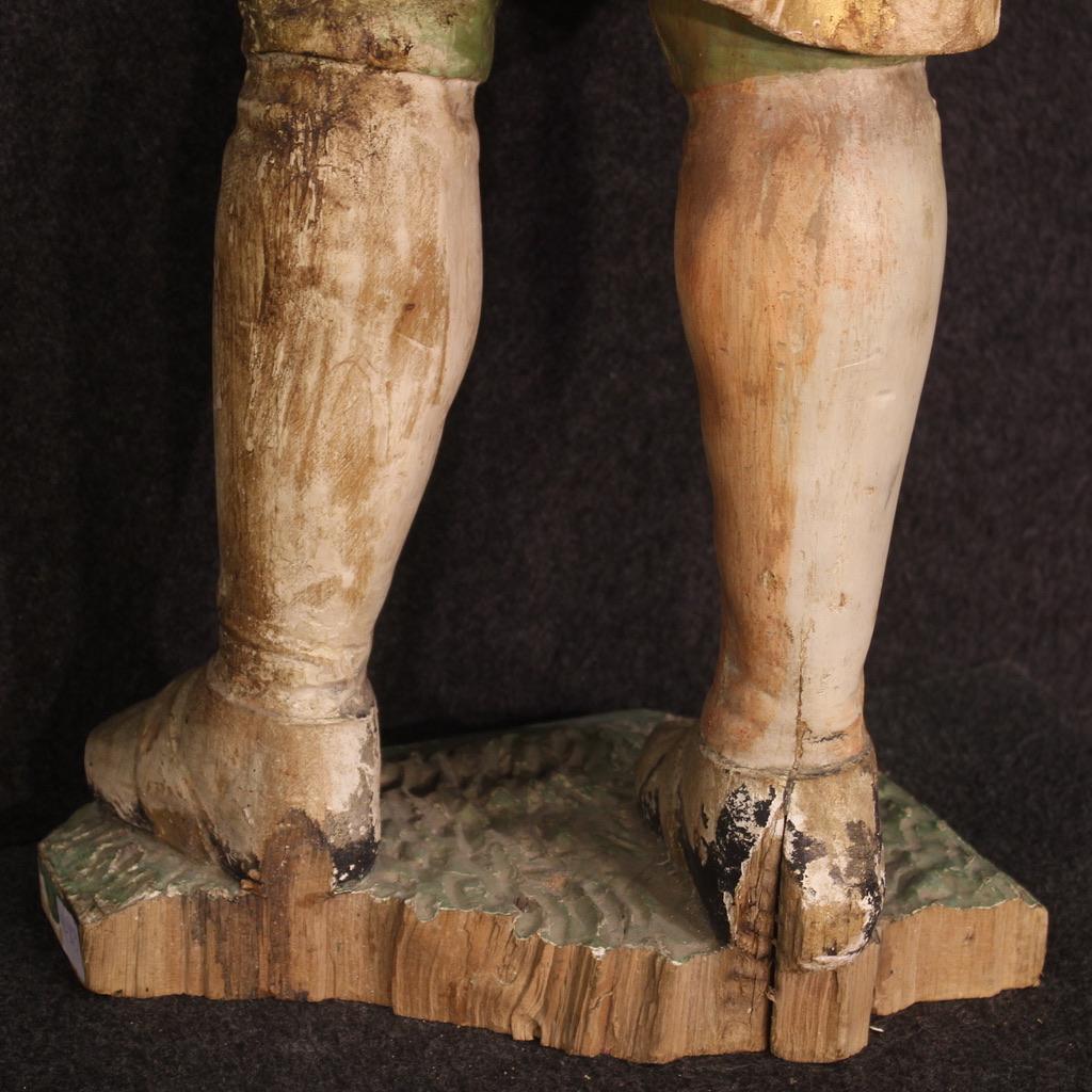 18th Century Wood Italian Religious Sculpture Saint, 1770 8