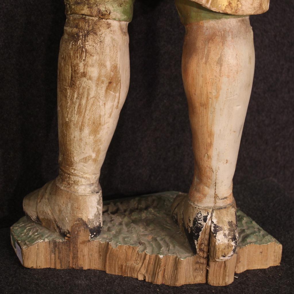 18th Century Wood Italian Religious Sculpture Saint, 1770 For Sale 8