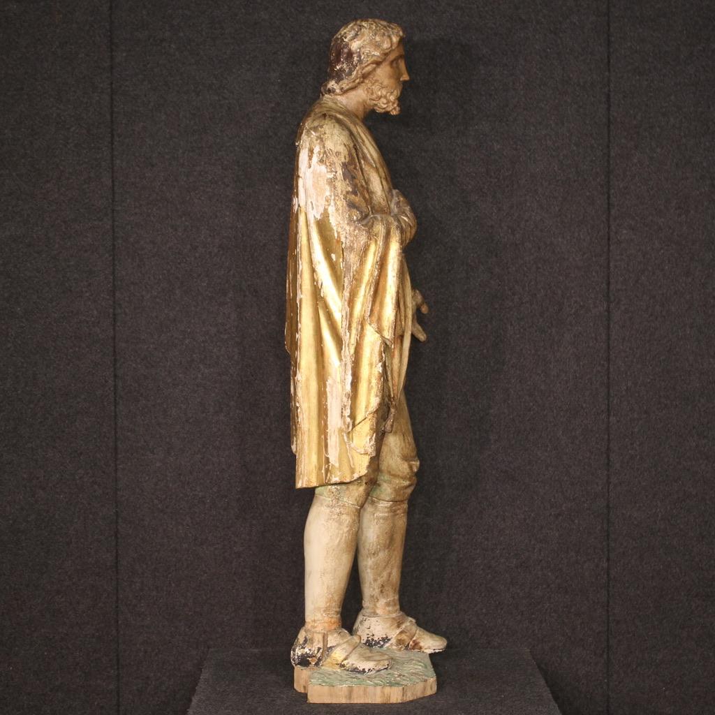 Late 18th Century 18th Century Wood Italian Religious Sculpture Saint, 1770 For Sale