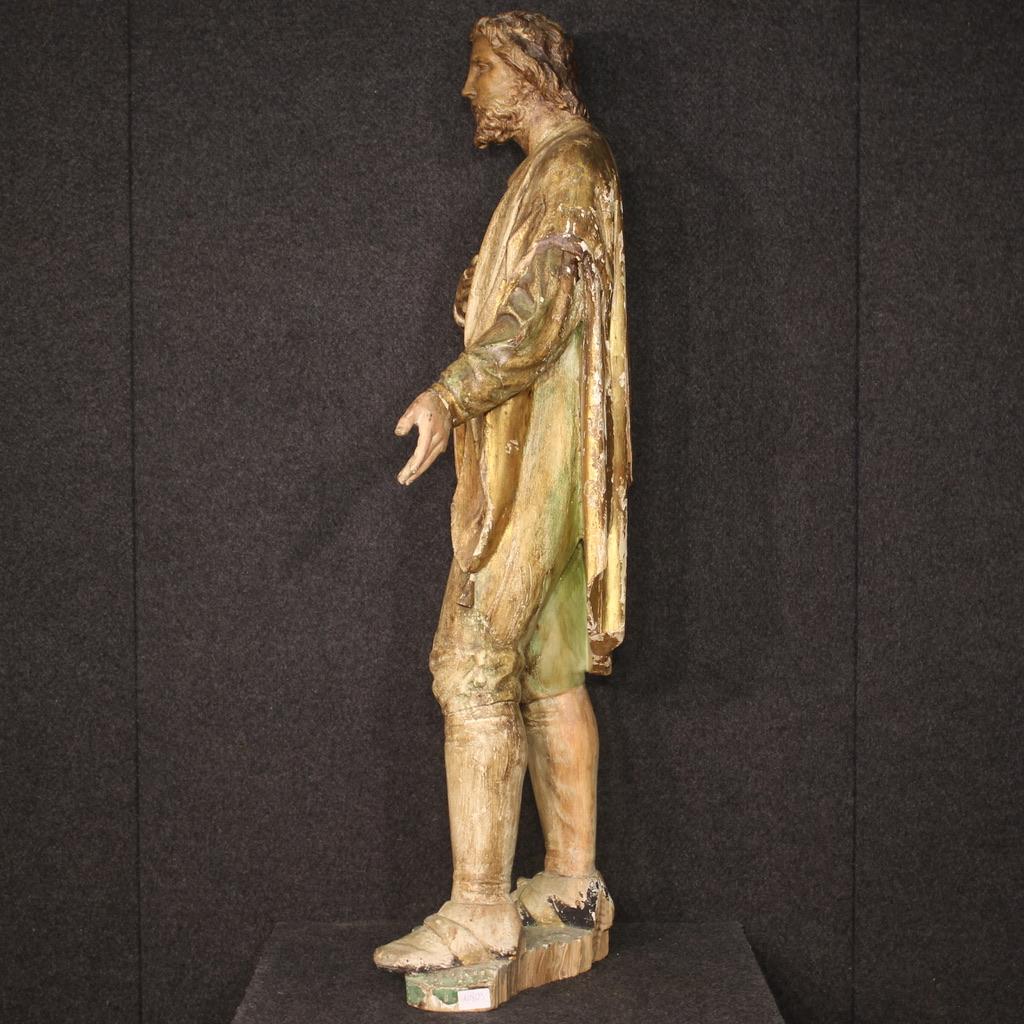 18th Century Wood Italian Religious Sculpture Saint, 1770 For Sale 2