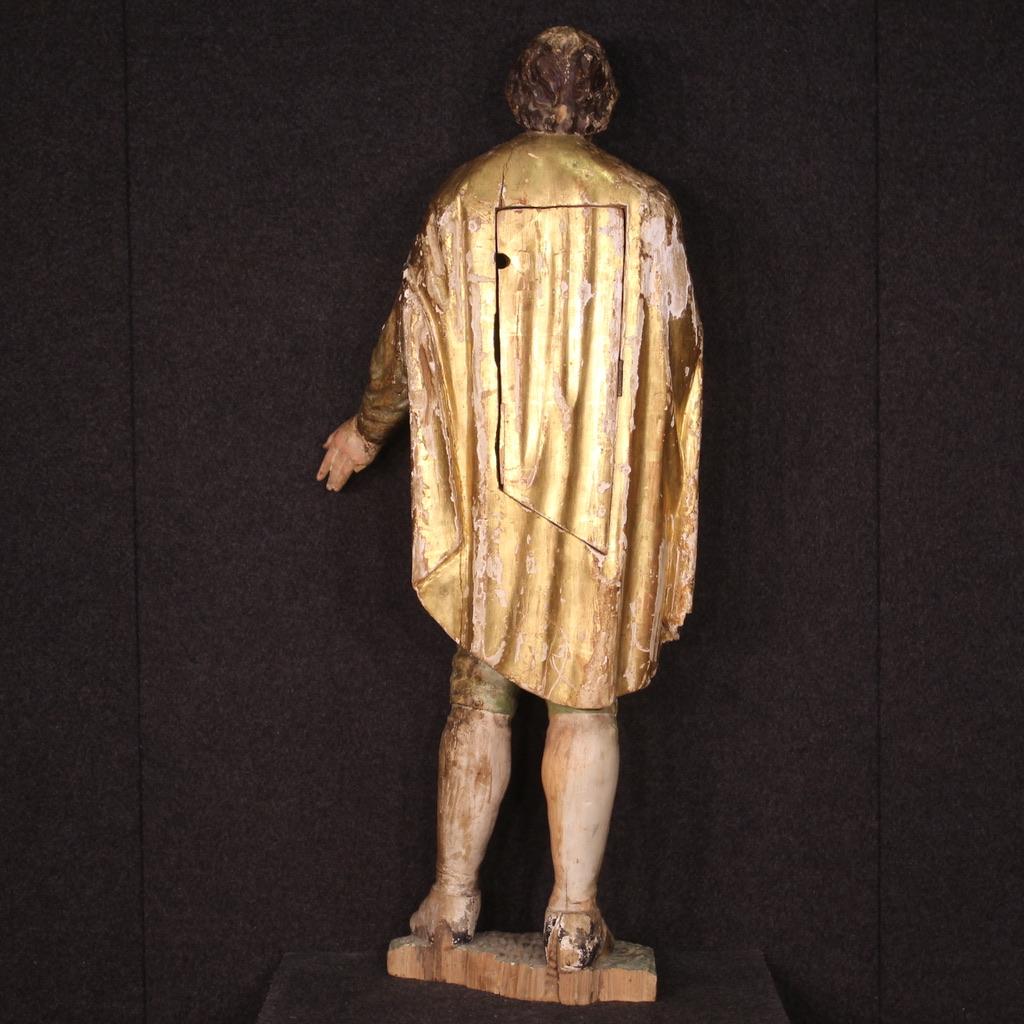 18th Century Wood Italian Religious Saint Sculpture, 1770 For Sale 4