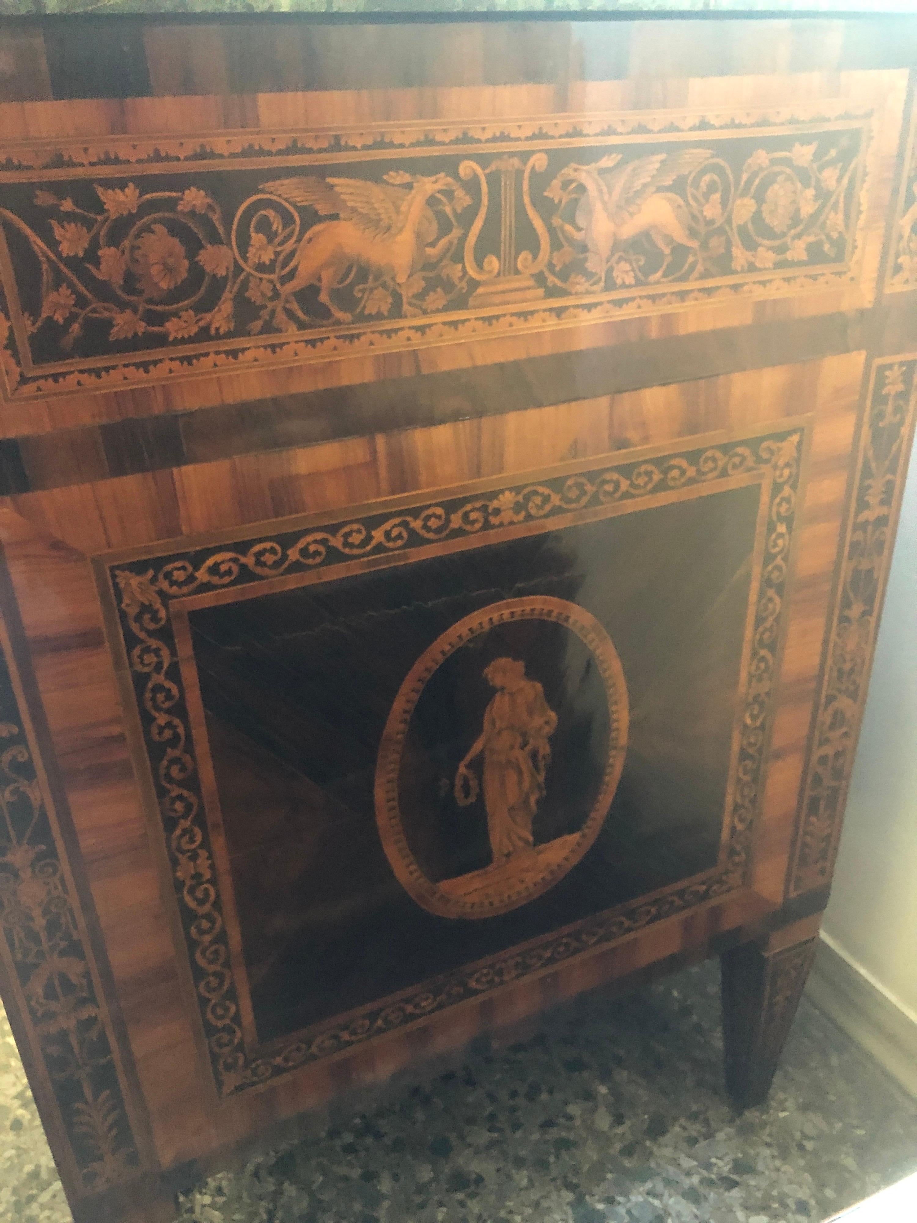 18th Century Wood Louis XVI Walnut G.B.M Italian Chest of Drawers Marble, 1798s 5