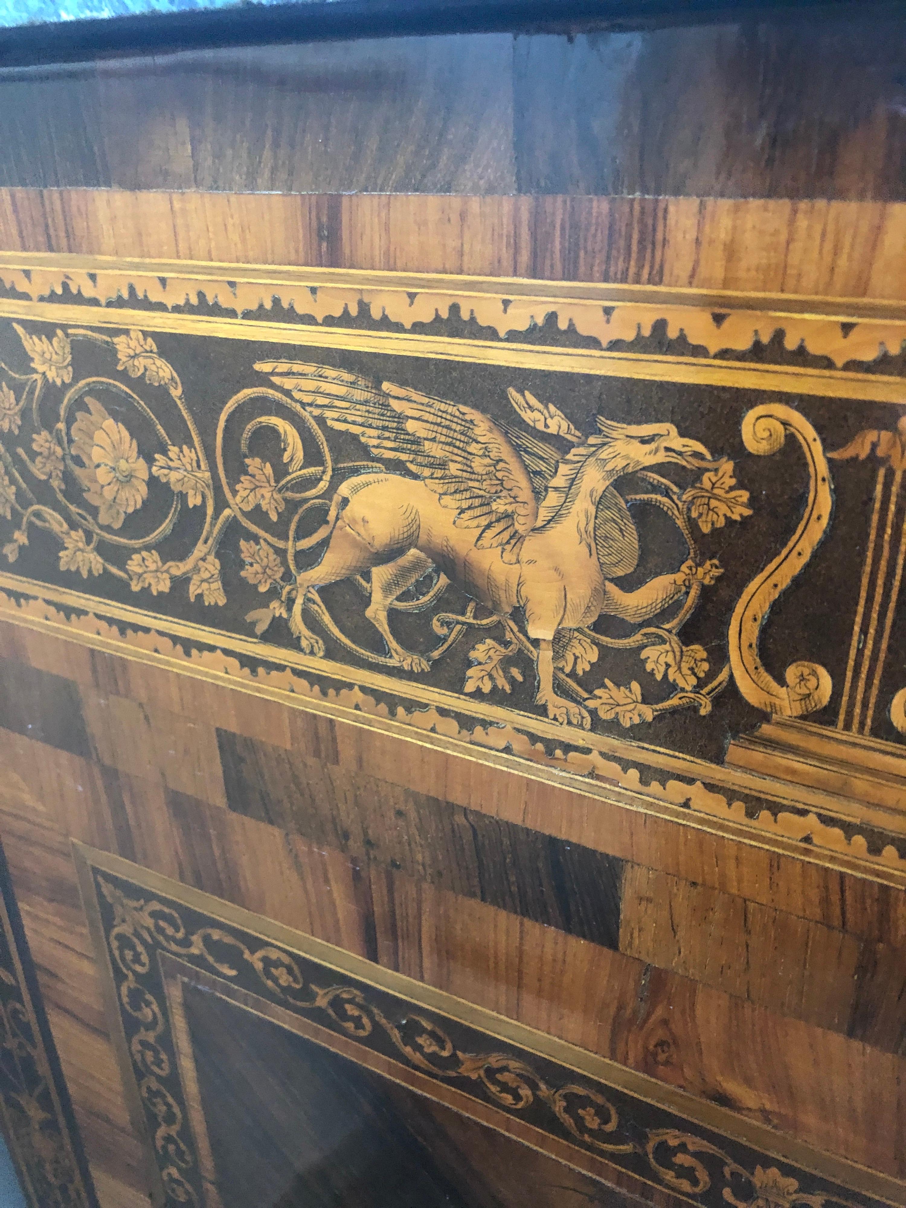 18th Century Wood Louis XVI Walnut G.B.M Italian Chest of Drawers Marble, 1798s 7