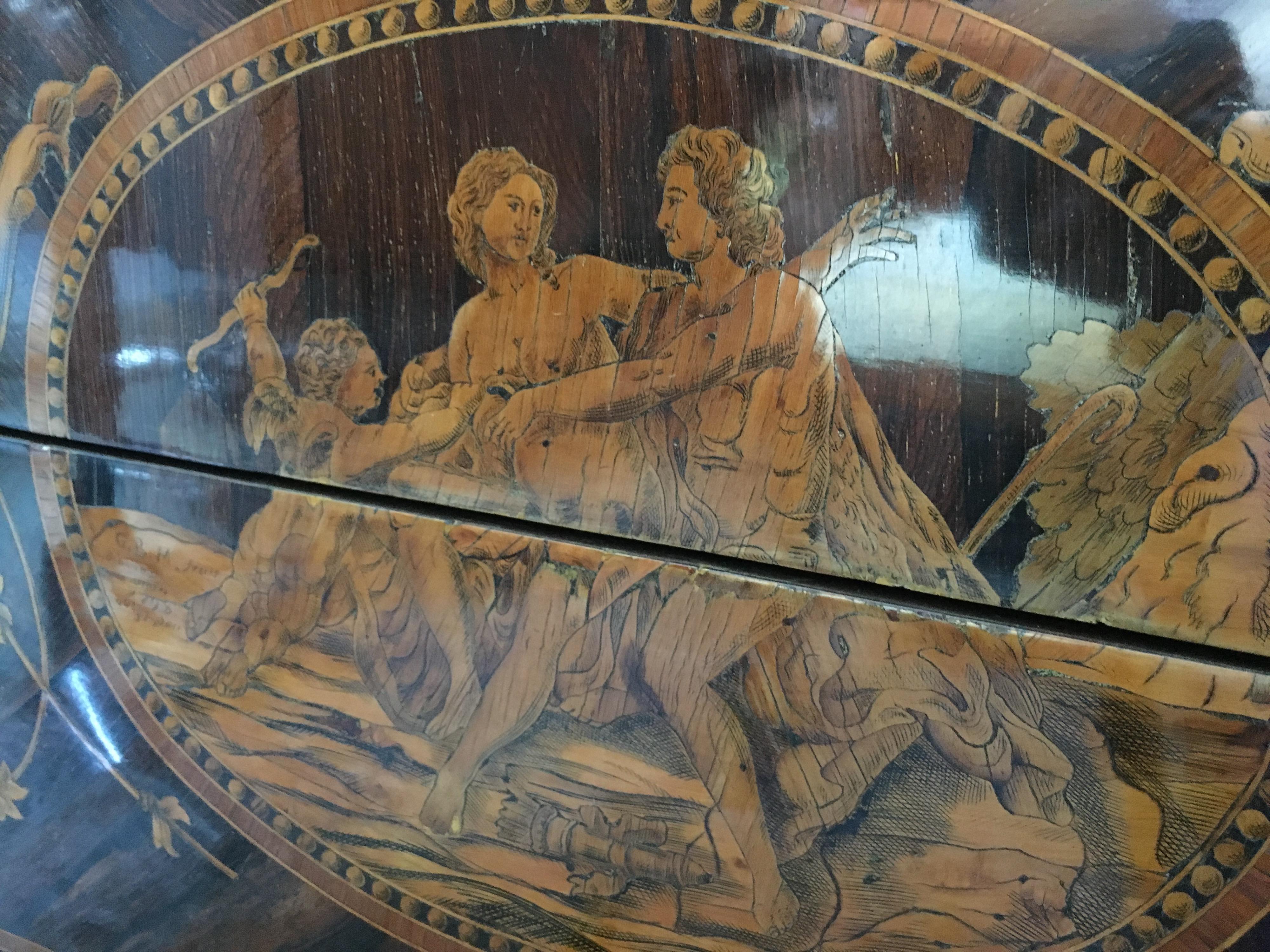 18th Century Wood Louis XVI Walnut G.B.M Italian Chest of Drawers Marble, 1798s In Good Condition In Roma, RM
