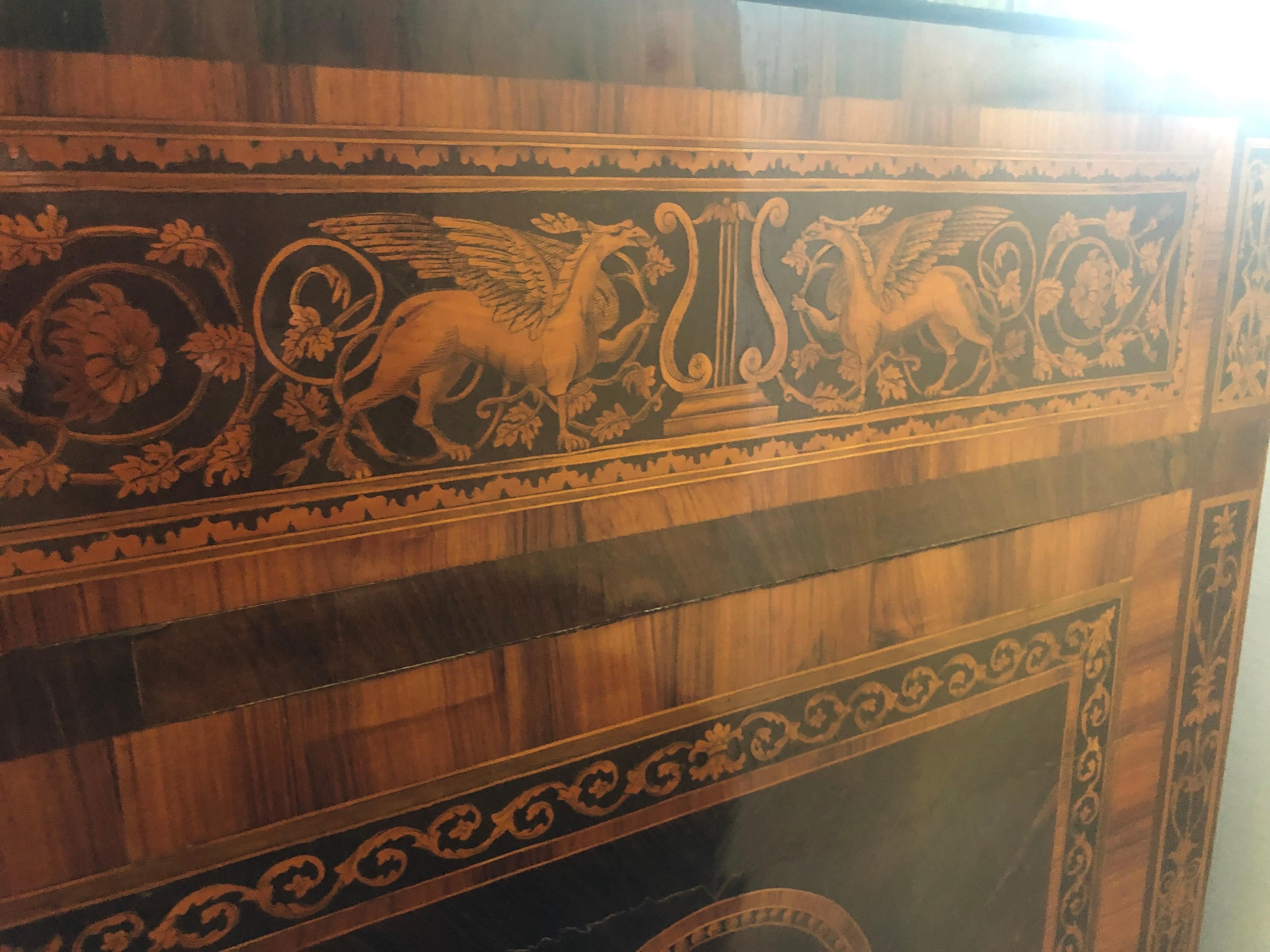 18th Century Wood Louis XVI Walnut G.B.M Italian Chest of Drawers Marble, 1798s 4