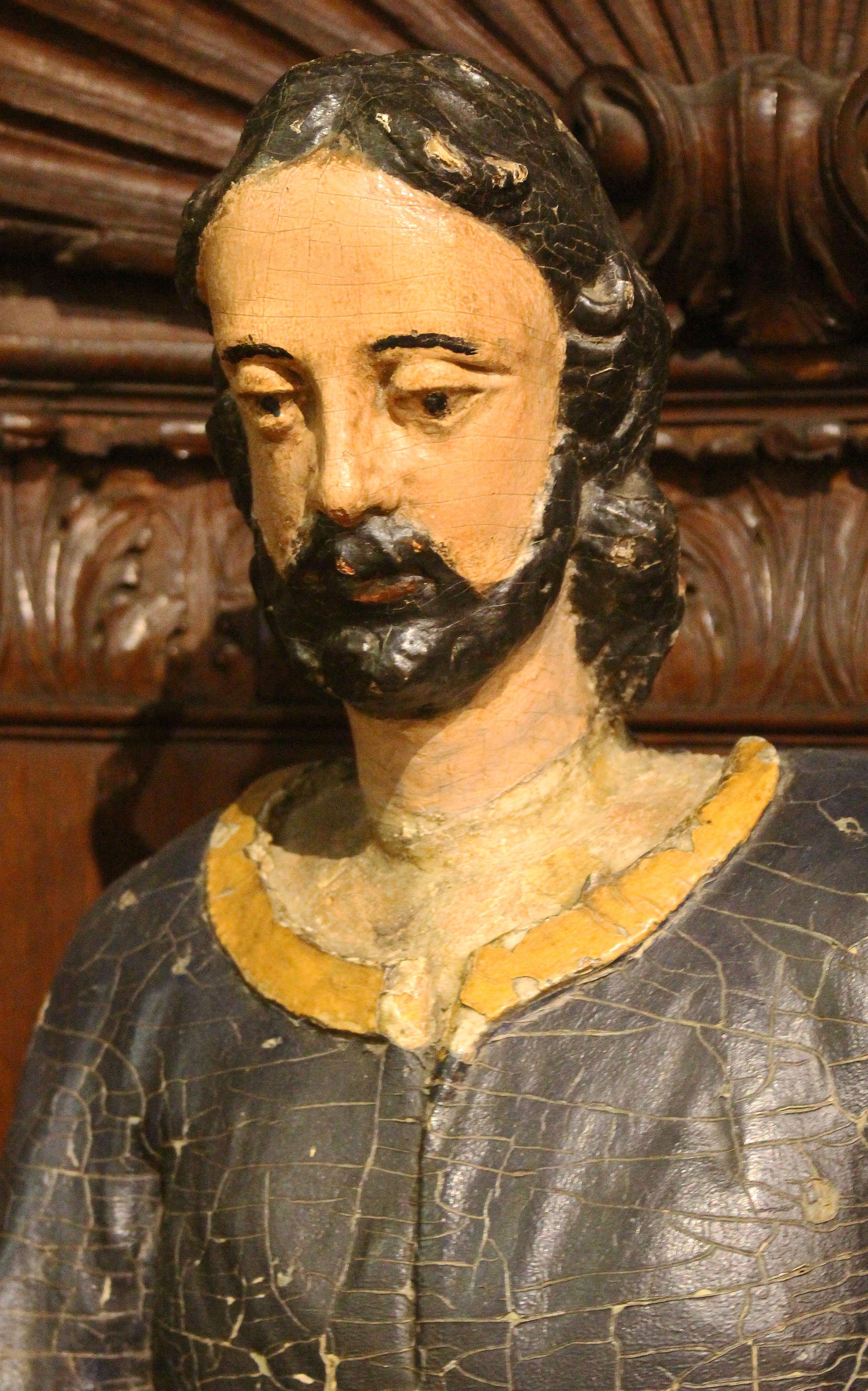 Rinascimento Scultura in Wood del XVIII secolo raffigurante un santo in vendita