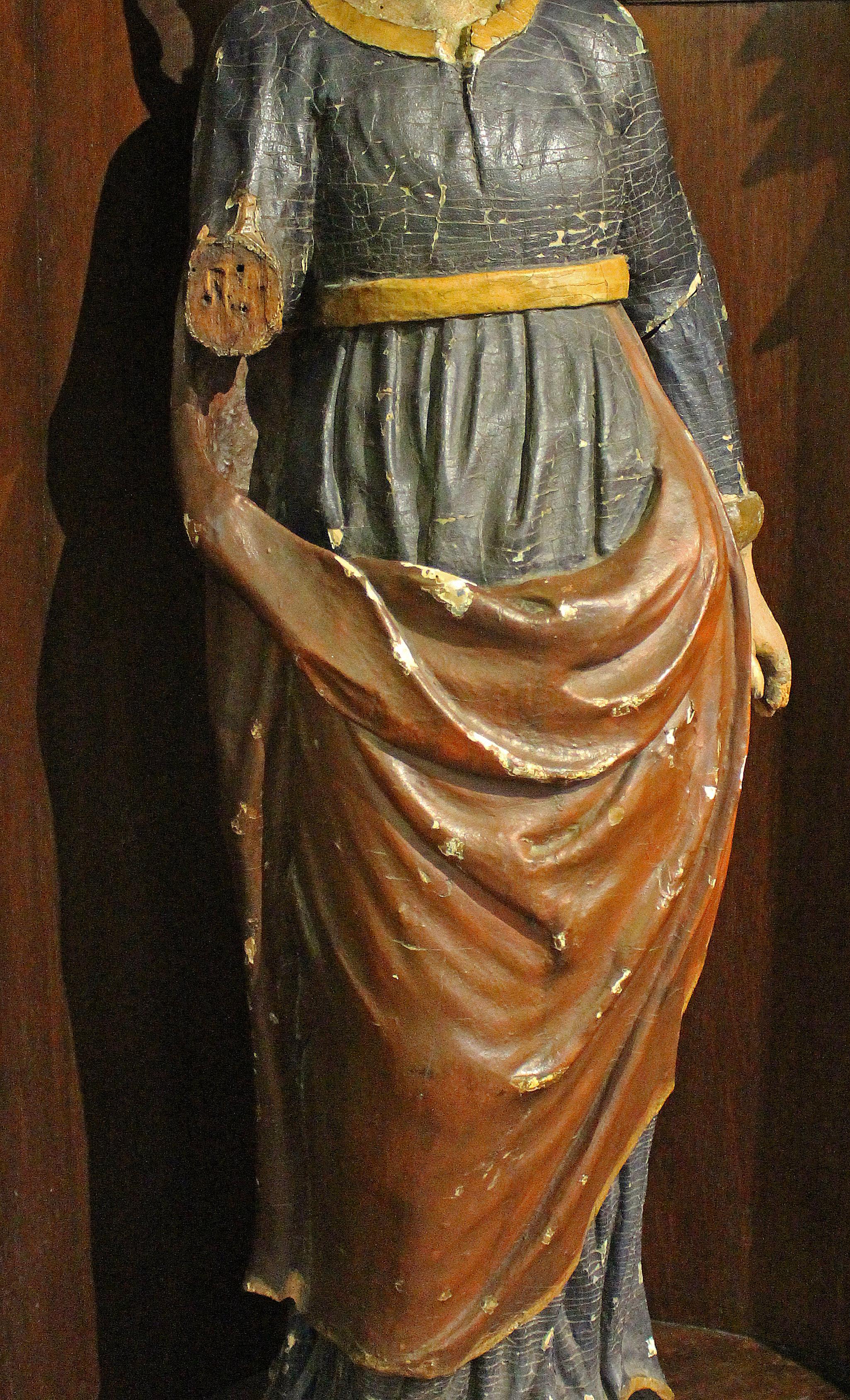 Fino al XVIII secolo Scultura in Wood del XVIII secolo raffigurante un santo in vendita