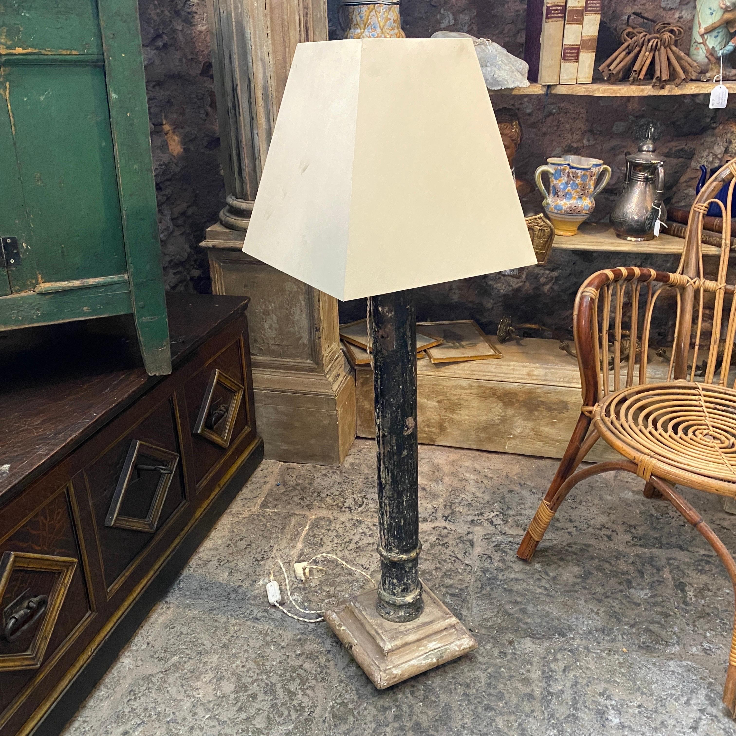 18th Century, Wood Sicilian Torchere Transformed into Floor Lamp For Sale 2