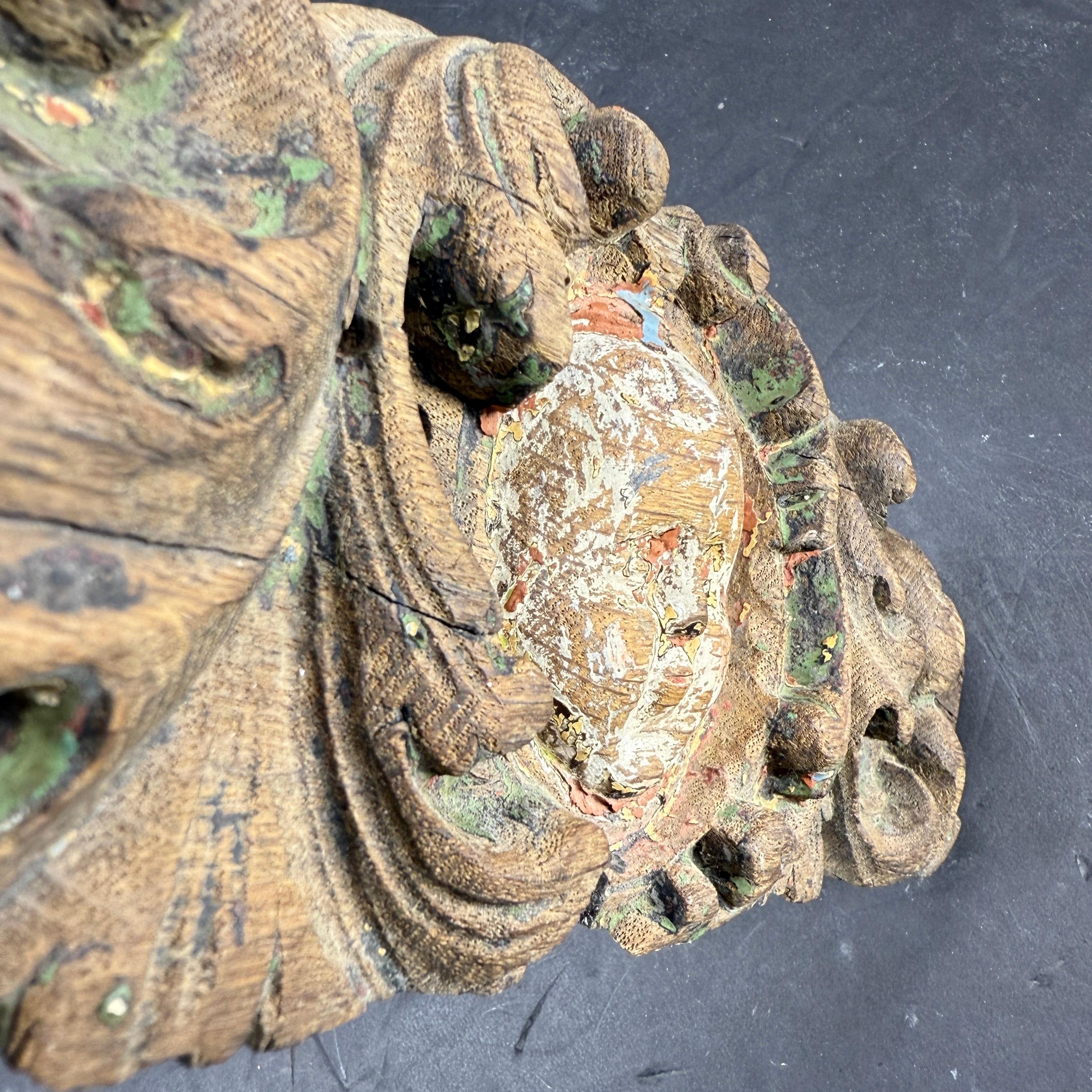 18th Century Wood Wall Fragment Architectural Sculpture For Sale 5