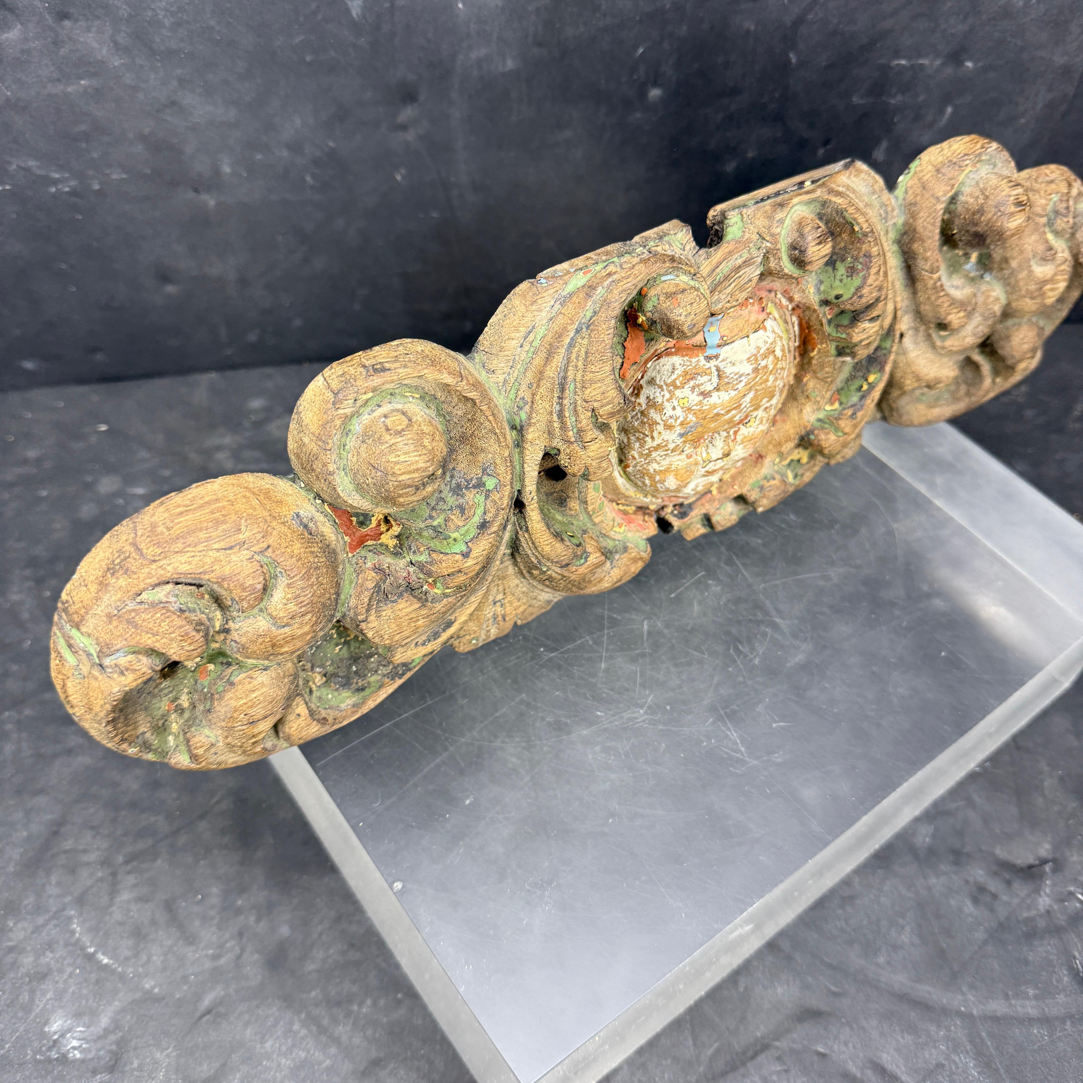 Danish 18th Century Wood Wall Fragment Architectural Sculpture For Sale