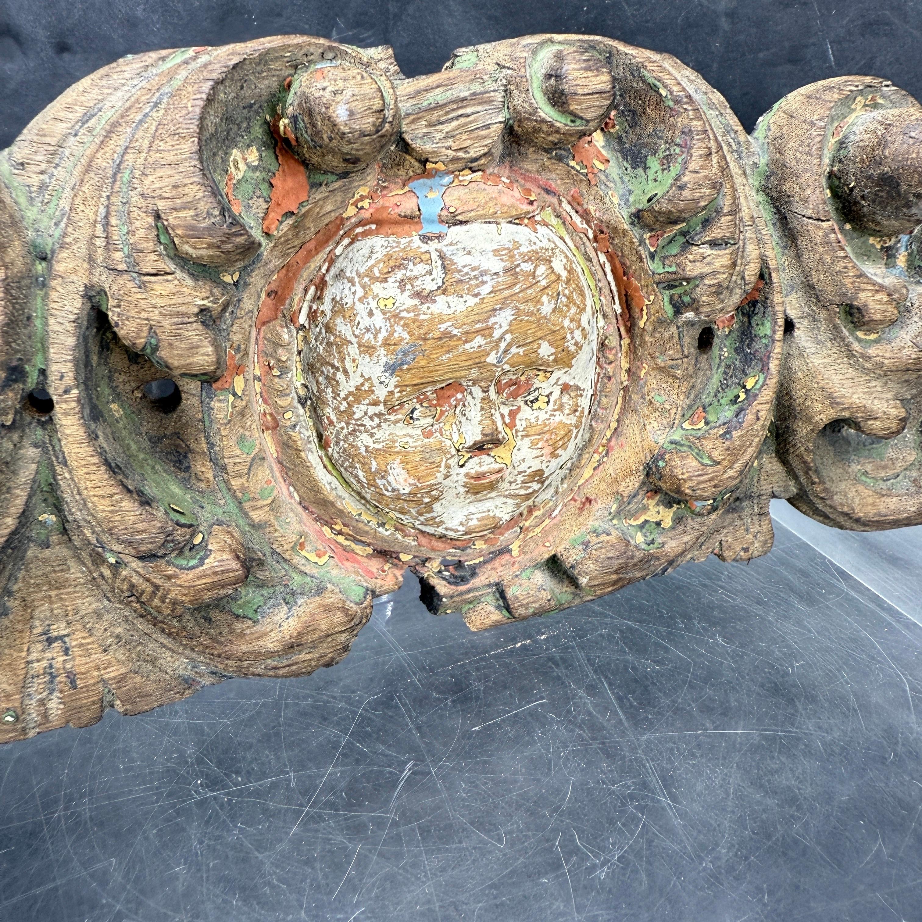 18th Century Wood Wall Fragment Architectural Sculpture In Good Condition For Sale In Haddonfield, NJ