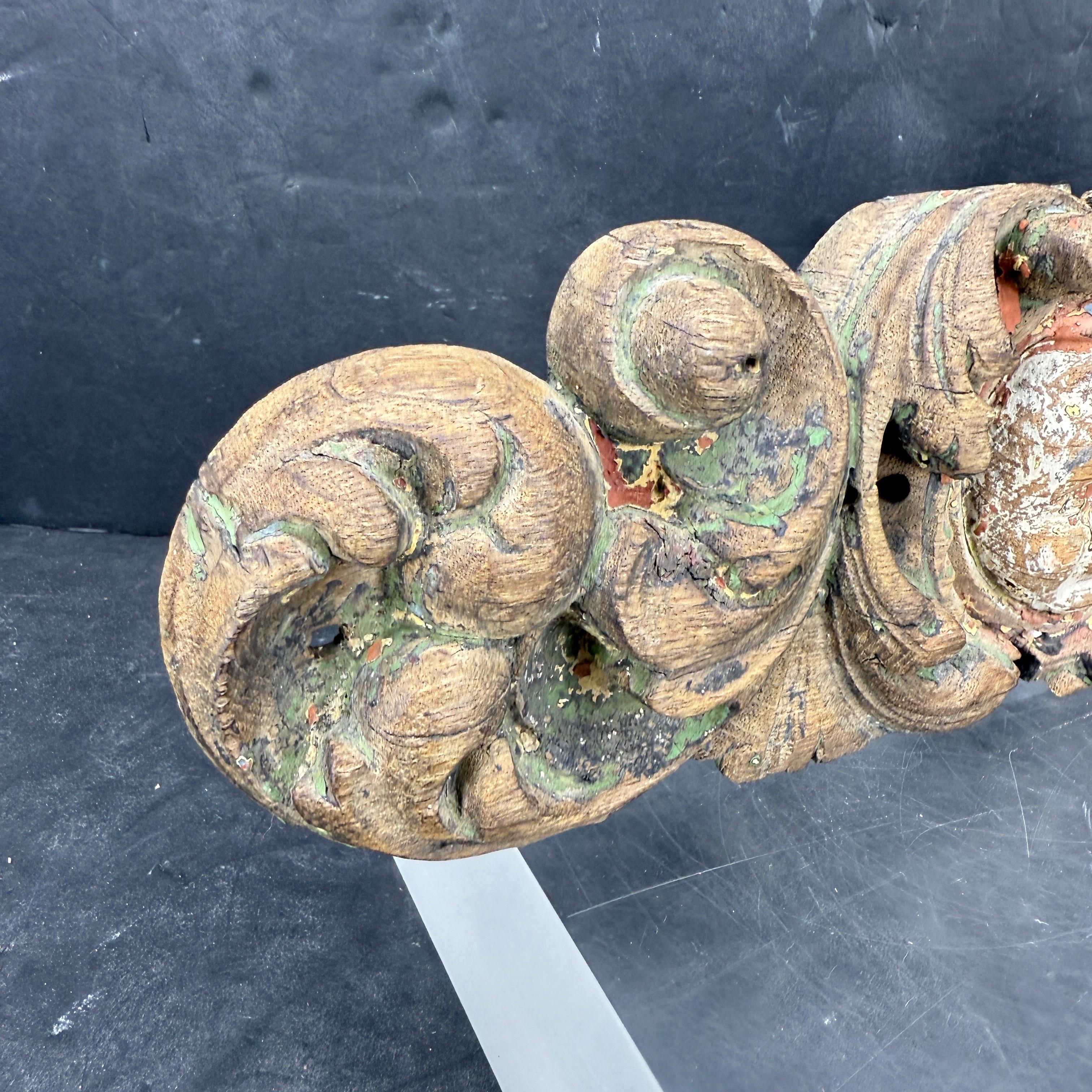 18th Century Wood Wall Fragment Architectural Sculpture For Sale 1