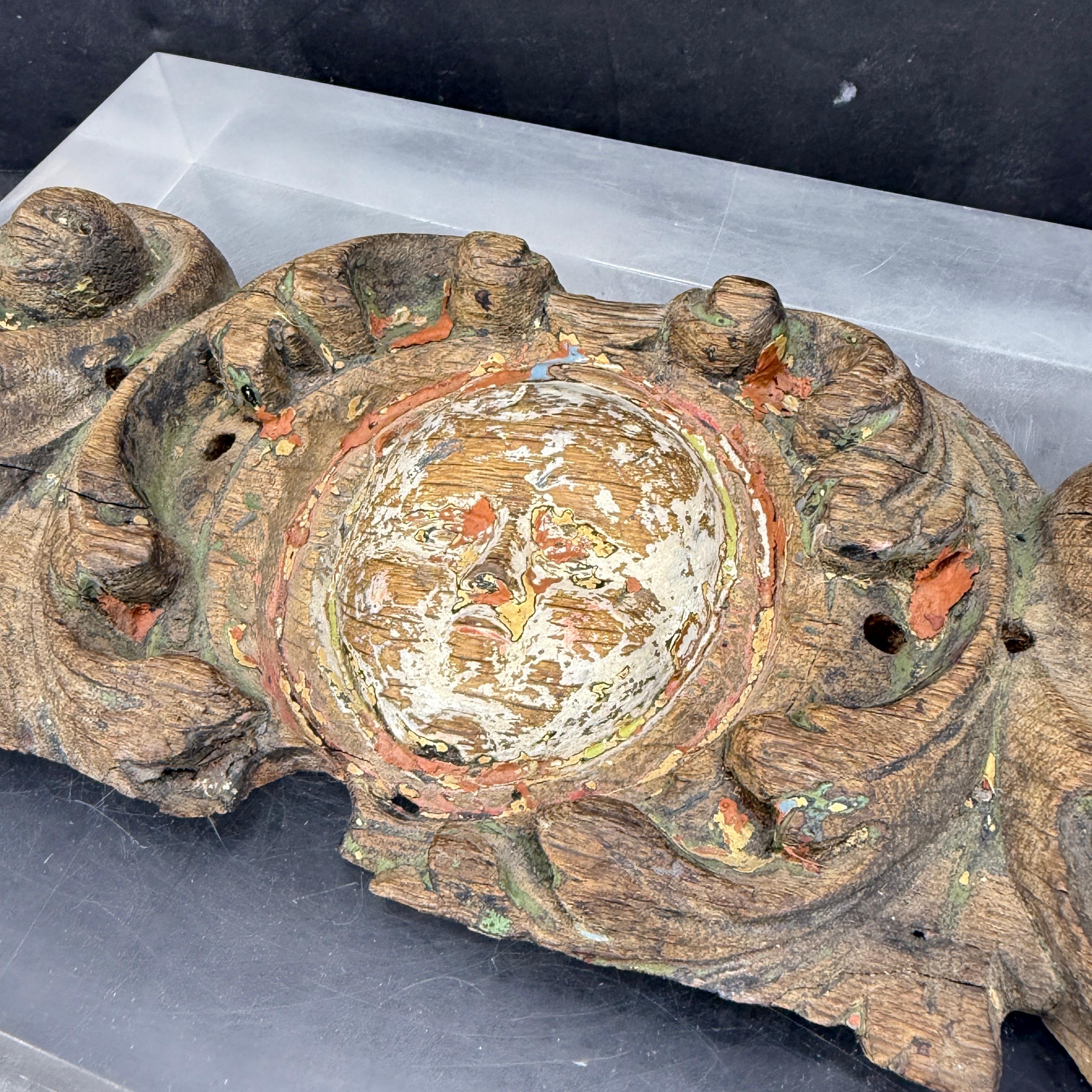 18th Century Wood Wall Fragment Architectural Sculpture For Sale 2