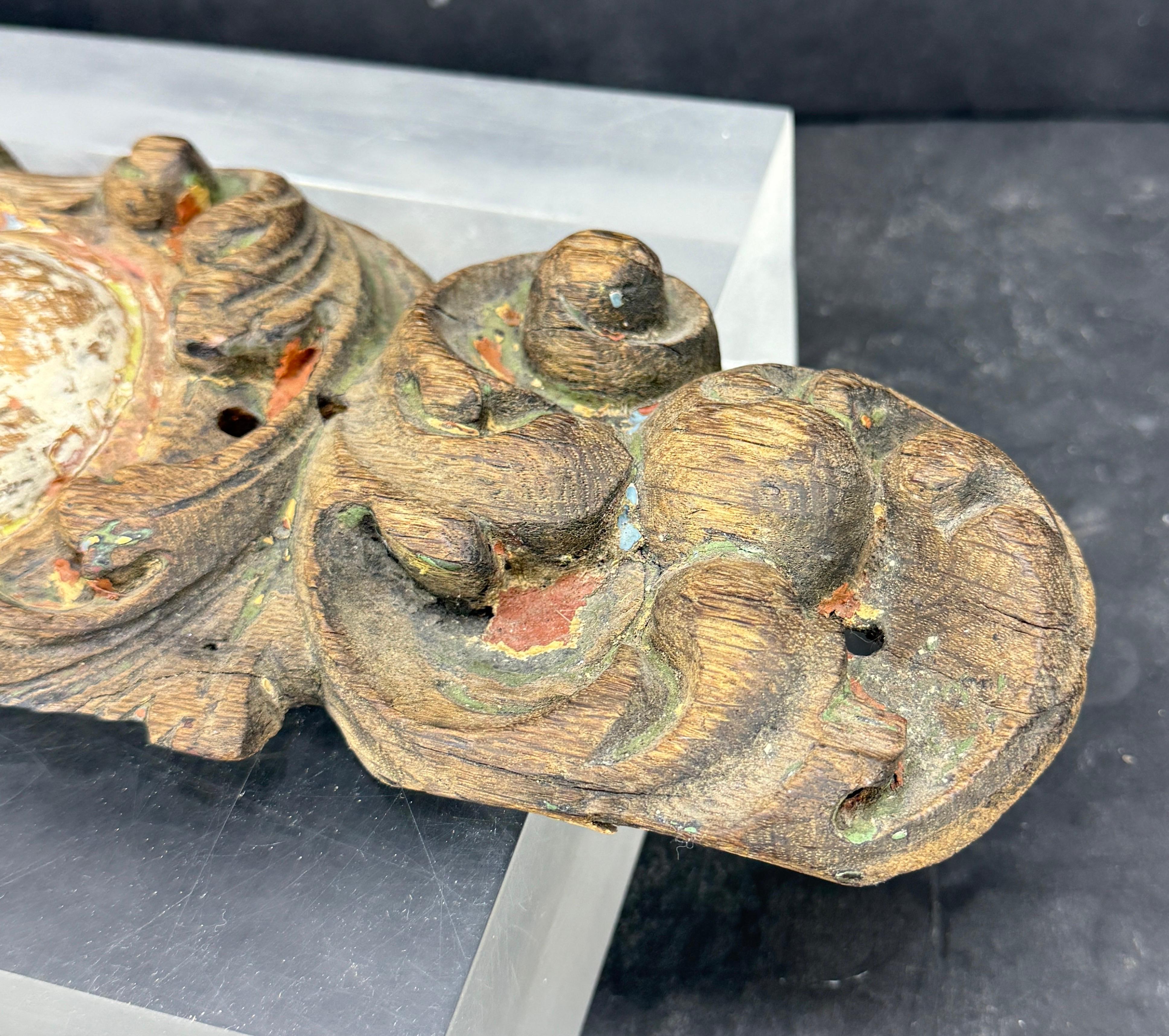 18th Century Wood Wall Fragment Architectural Sculpture For Sale 3