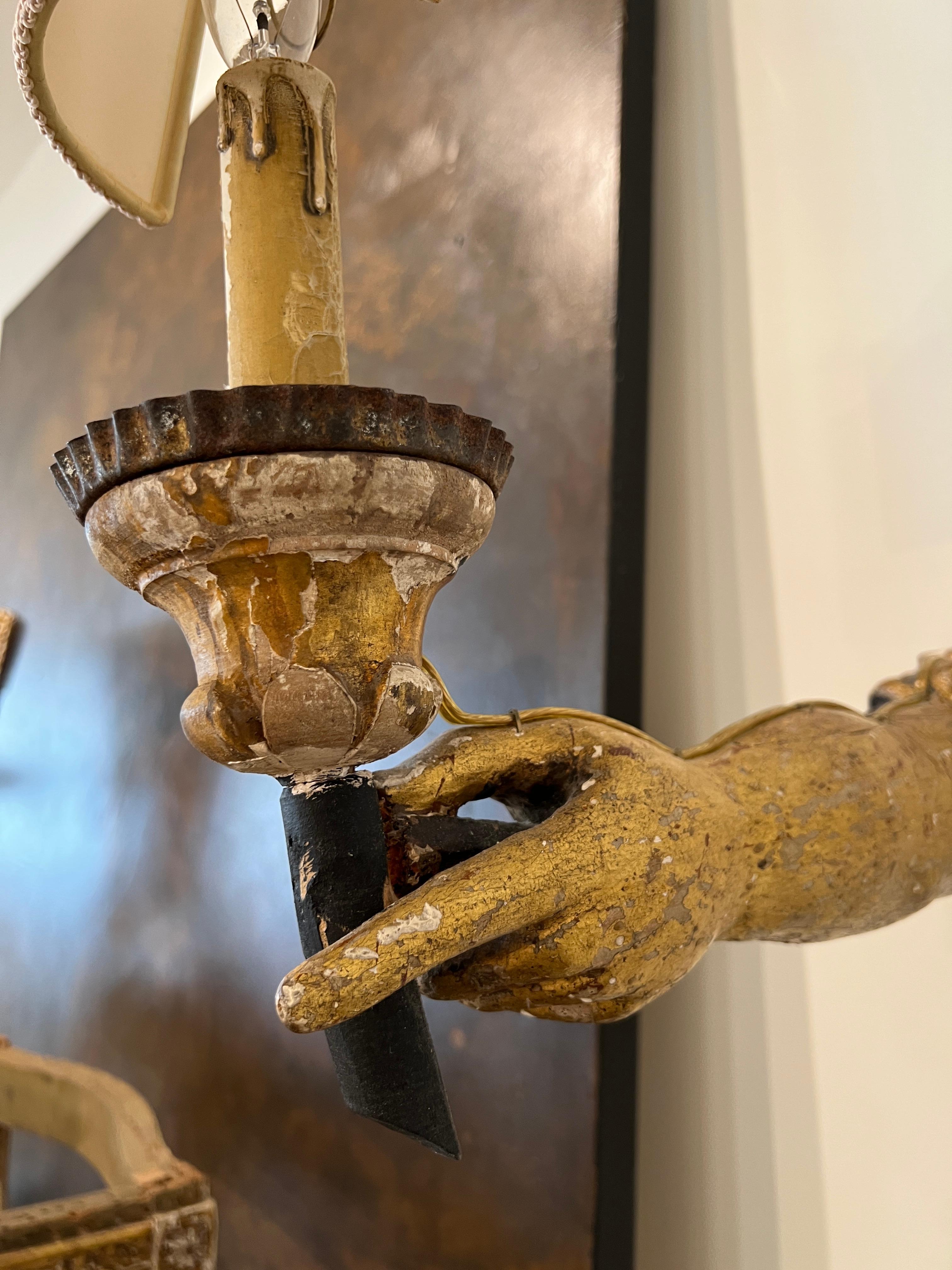 18th Century and Earlier 18th Century Wooden Arm Sconces For Sale