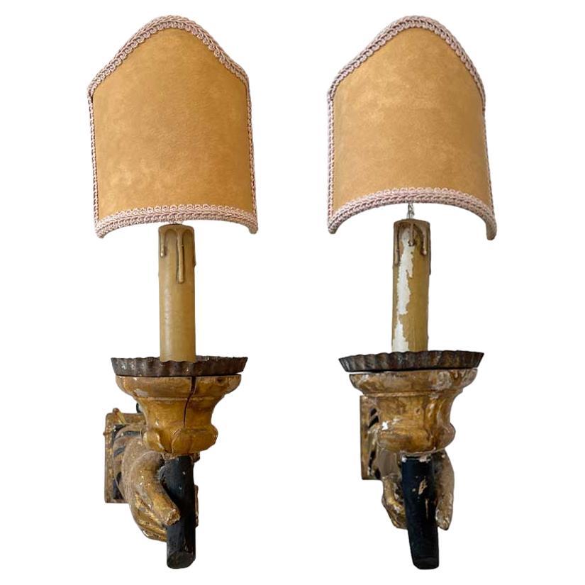 18th Century Wooden Arm Sconces For Sale