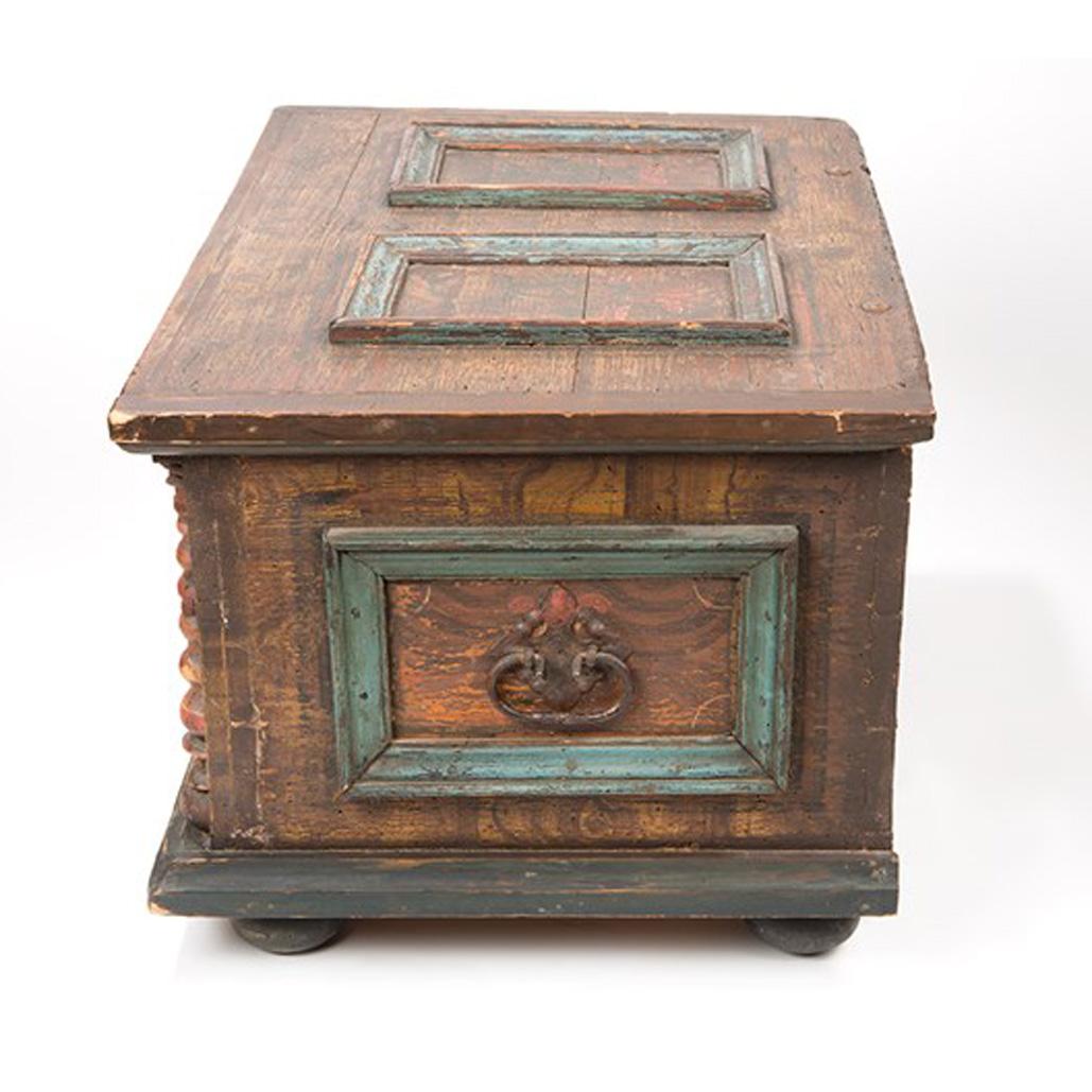 Forged 18th Century Wooden Baroque Chest, Probably Germany, circa 1720 For Sale