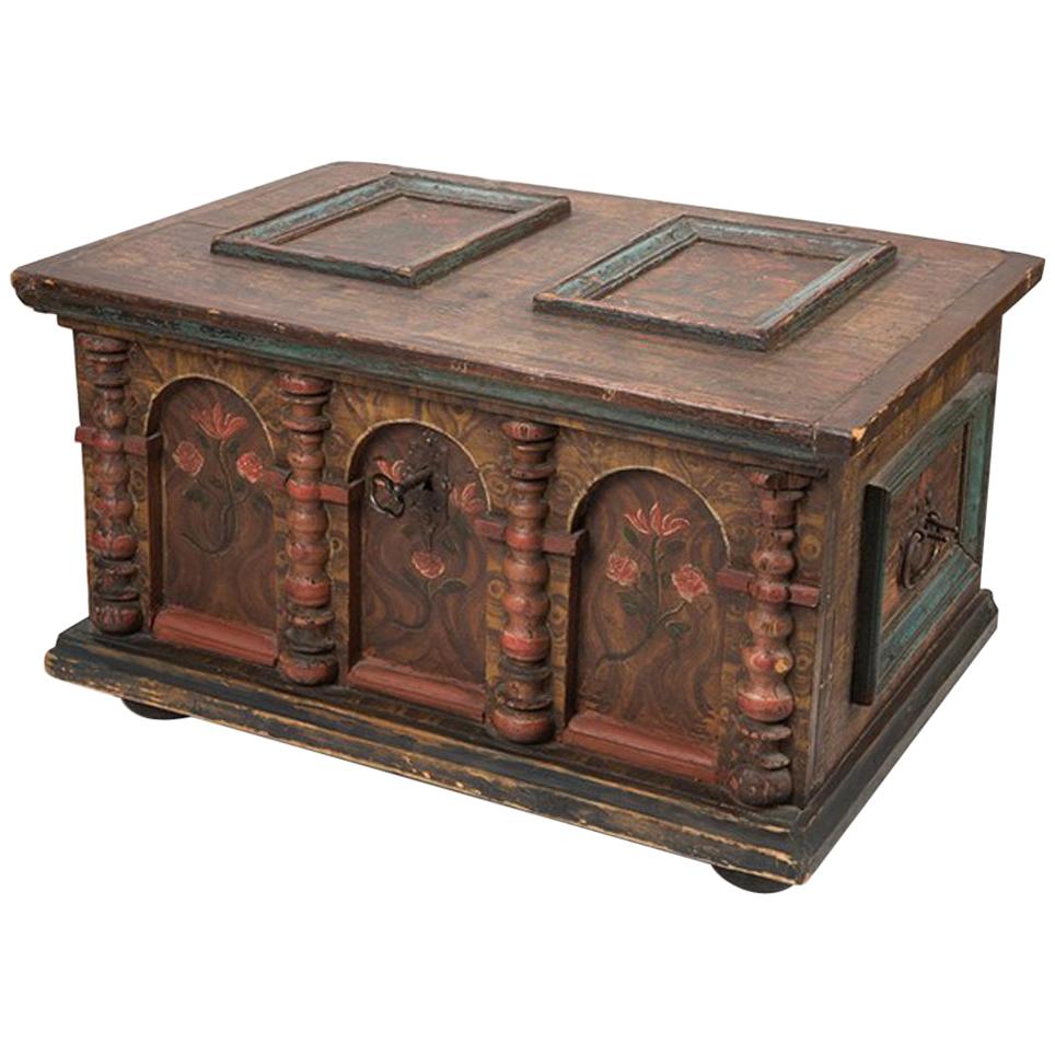 18th Century Wooden Baroque Chest, Probably Germany, circa 1720 For Sale