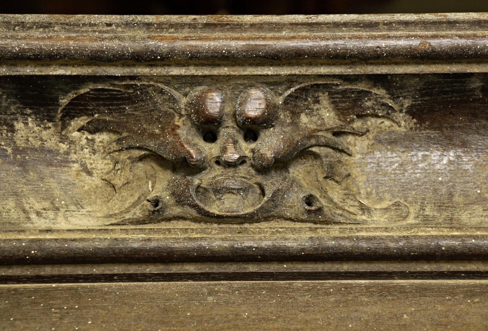 French 18th Century Wood Chimney Mantel Carved Details France