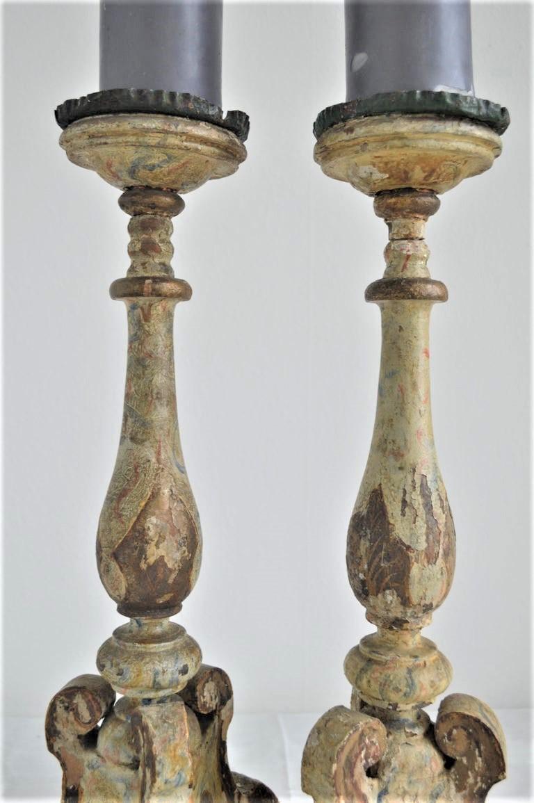 18th Century Wooden Church Candelabras 3