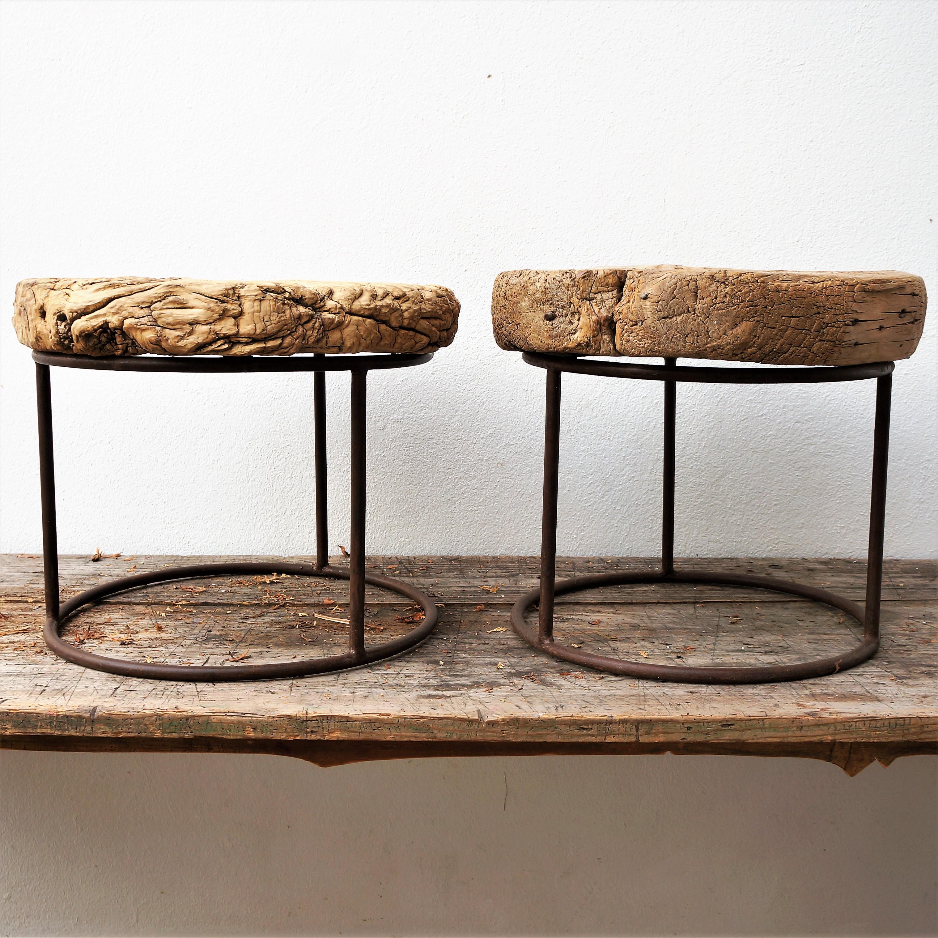 18th Century and Earlier A Pair of Chinese Wooden Mill Side Tables, 18th Century For Sale