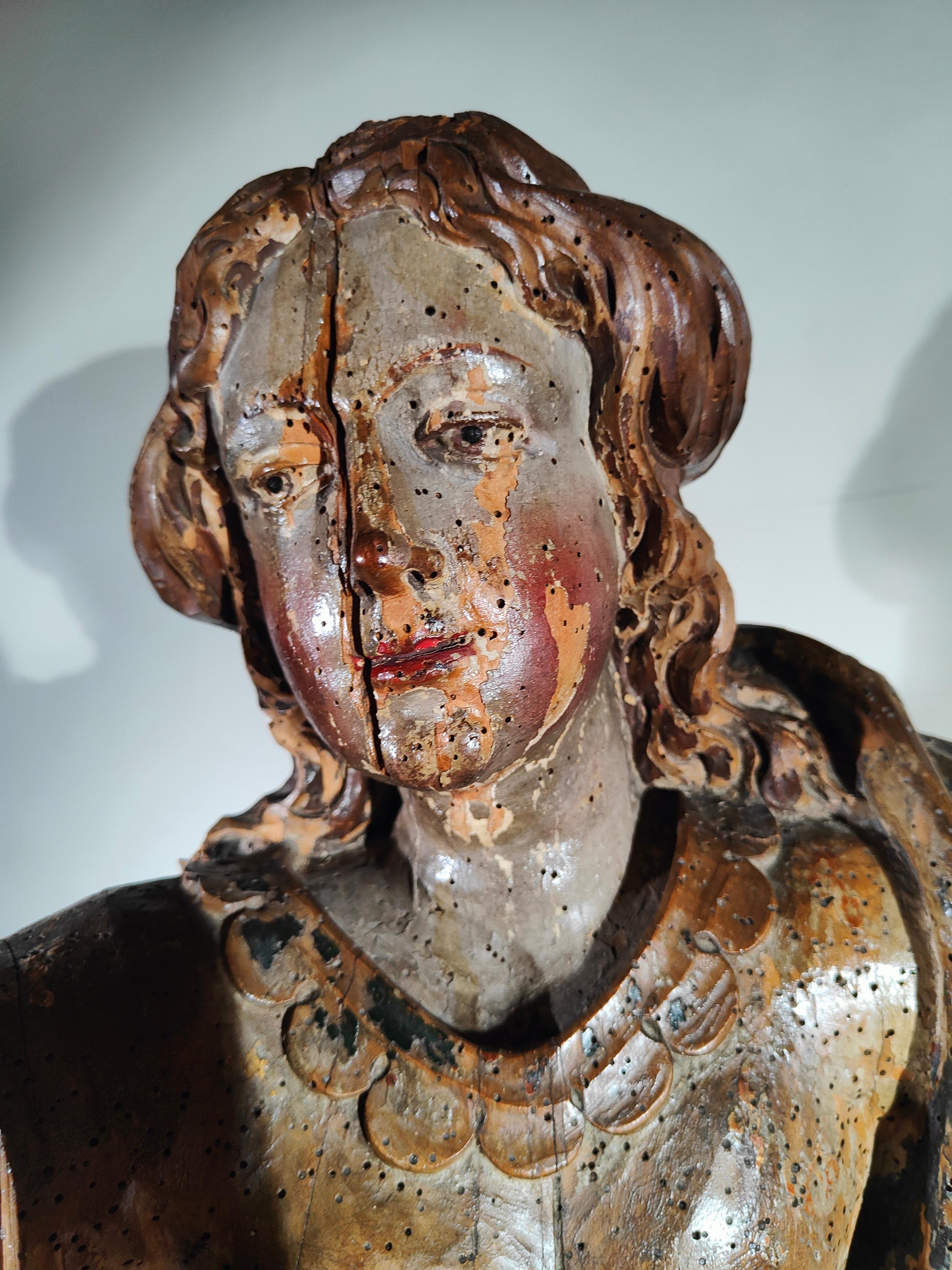 18th Century Wooden Sculpture of the Virgin Mary  For Sale 8