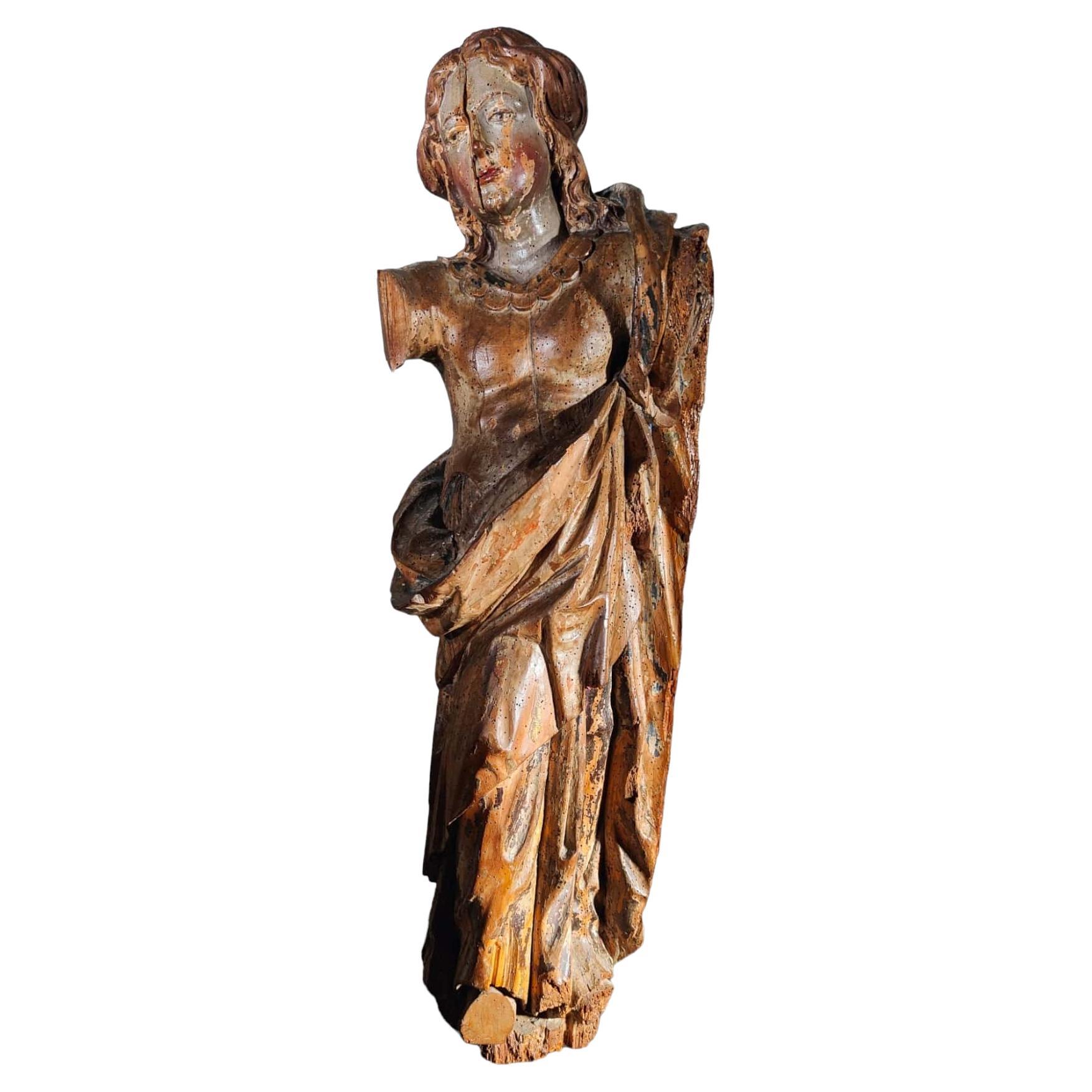 18th Century Wooden Sculpture of the Virgin Mary  For Sale