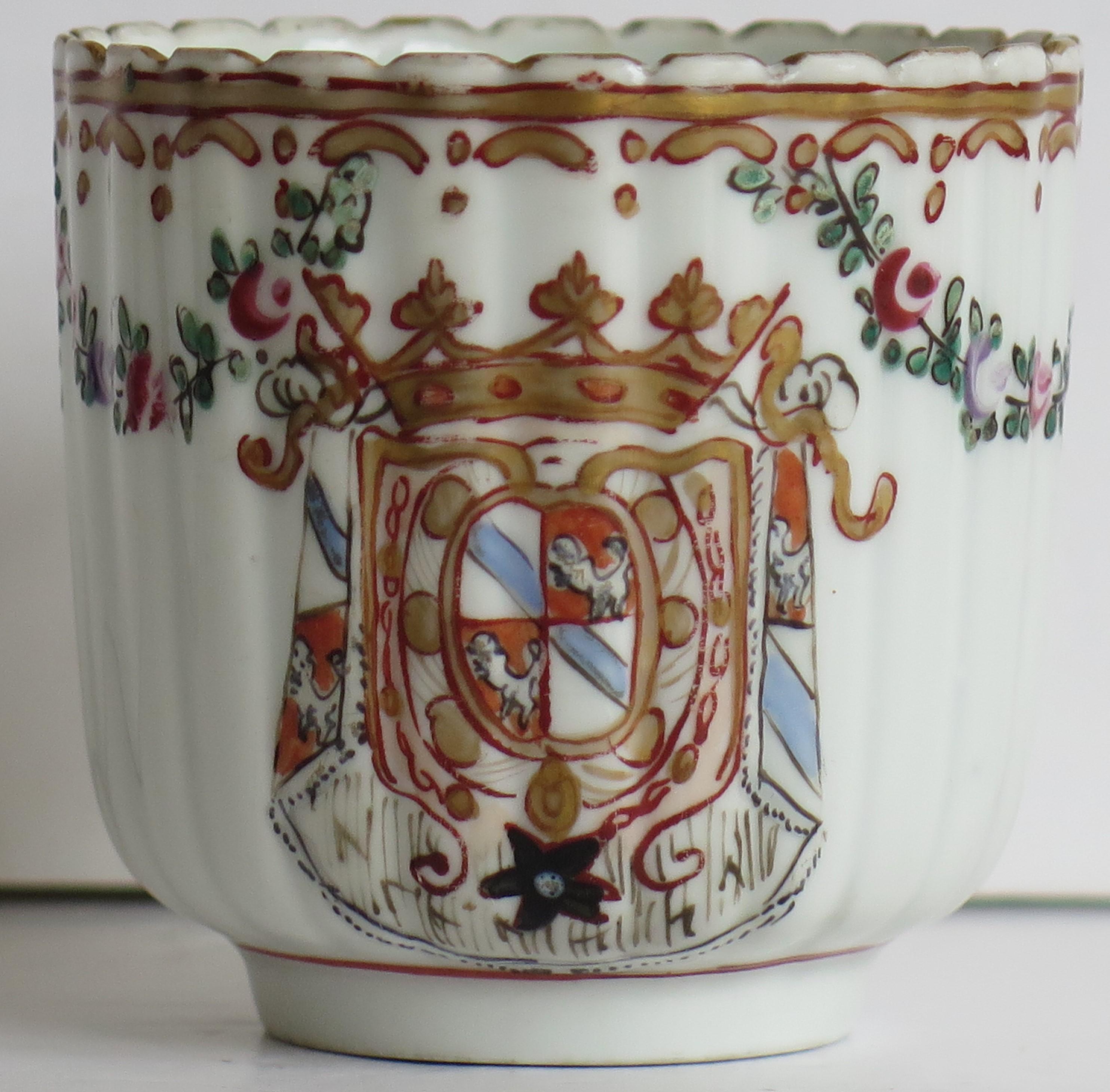 18th Century Worcester Porcelain Coffee Cup hand paintd Armorial Ptn, circa 1795 5