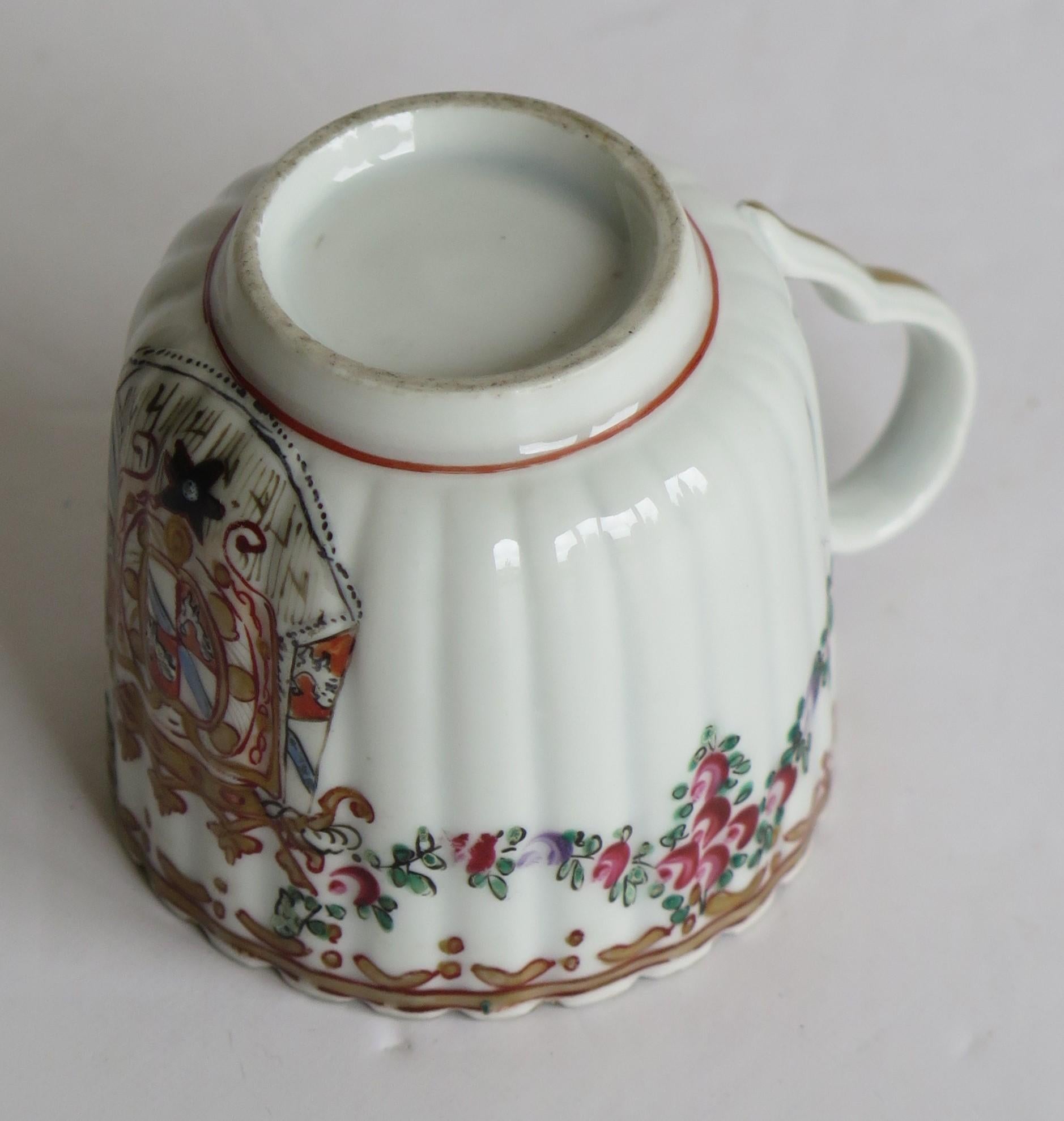 18th Century Worcester Porcelain Coffee Cup hand paintd Armorial Ptn, circa 1795 8