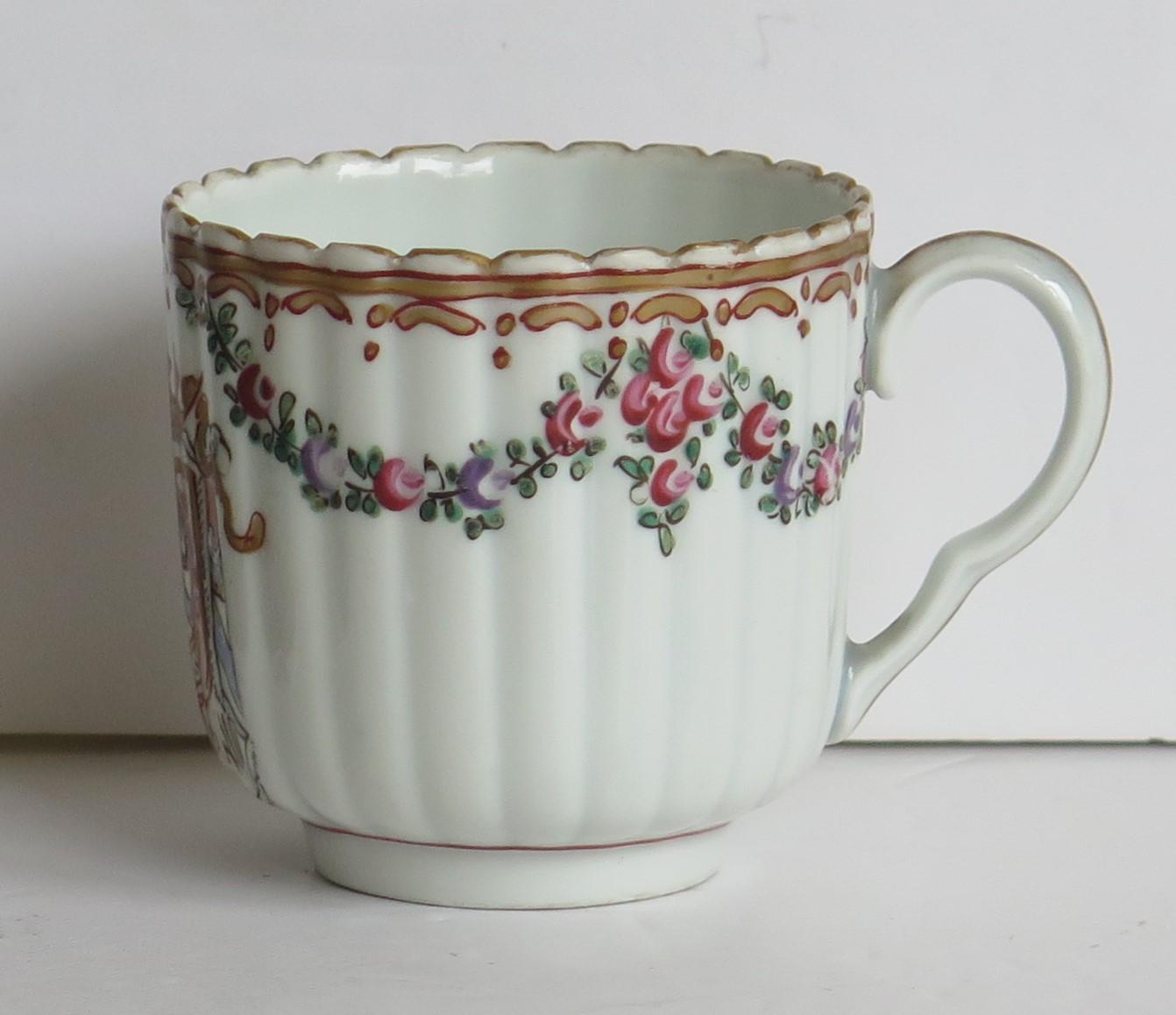 19th Century 18th Century Worcester Porcelain Coffee Cup hand paintd Armorial Ptn, circa 1795