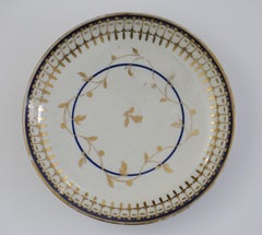 18th Century Worcester Porcelain Saucer Dish or Bowl Blue & Gold Ptn, circa 1780