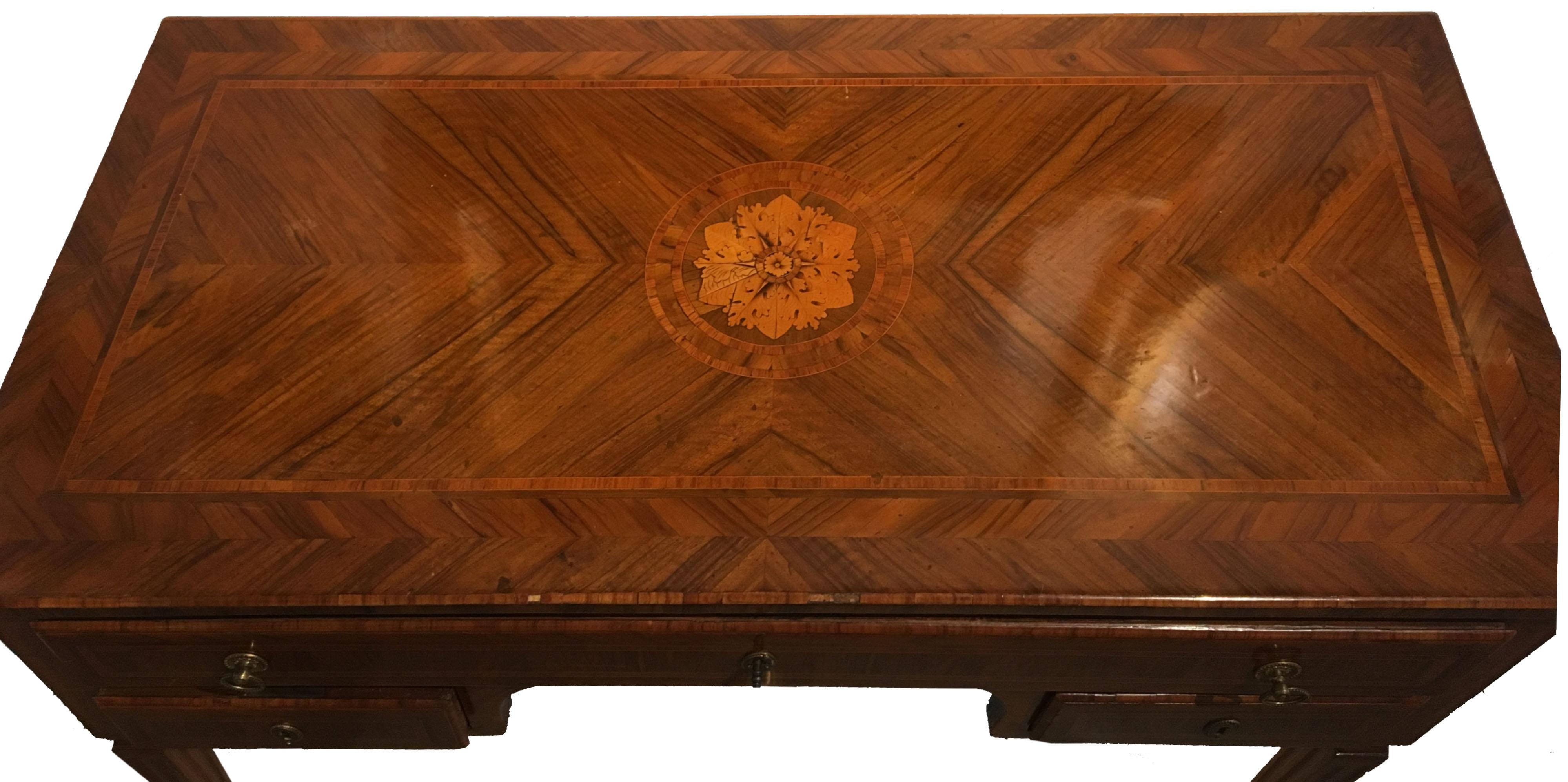 Polished 18th Century Writing Desk Louis XVI style Walnut Wood