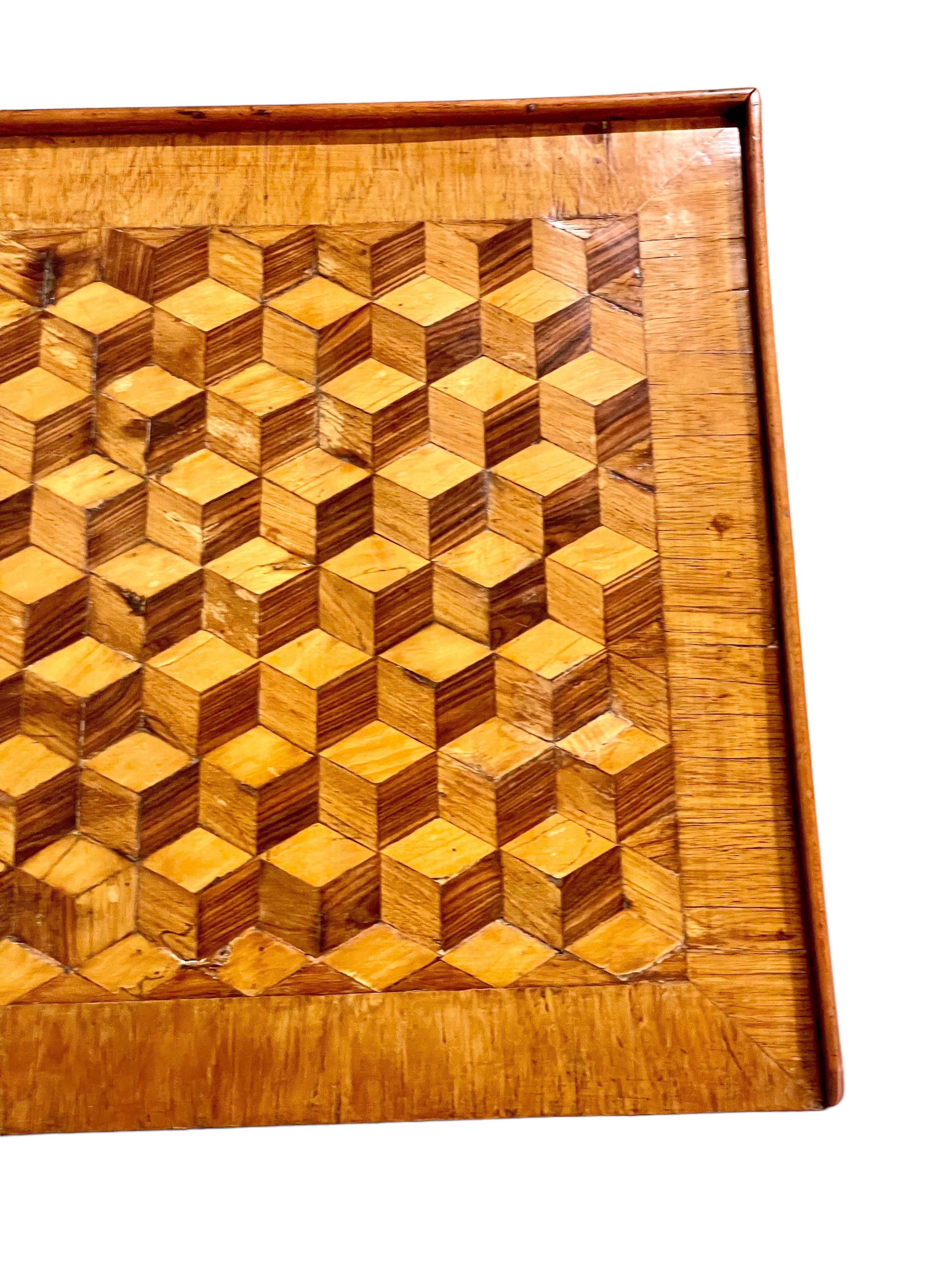 18th Century Writing Desk with Cube Parquetry Decoration 2