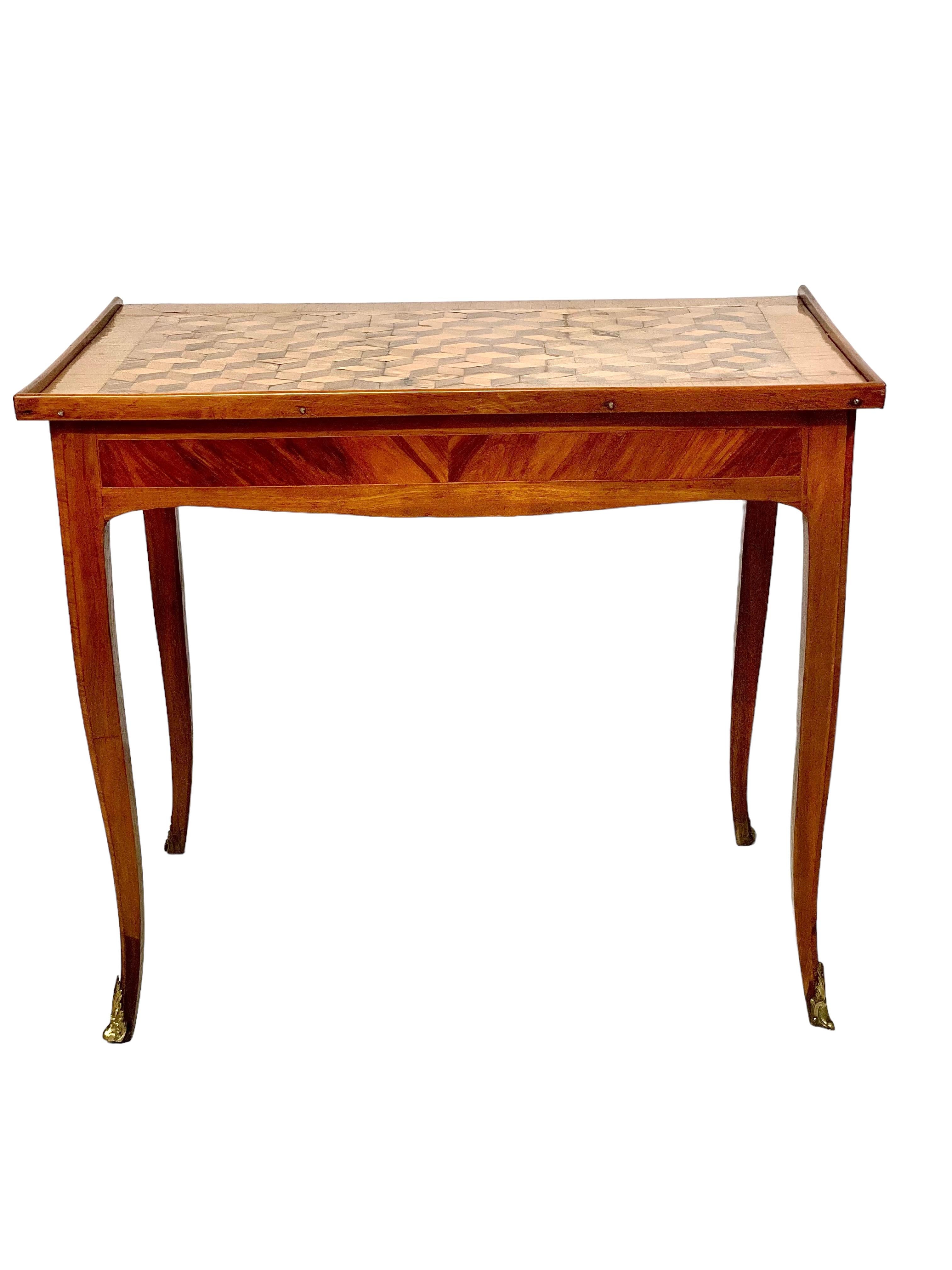 18th Century Writing Desk with Cube Parquetry Decoration 3