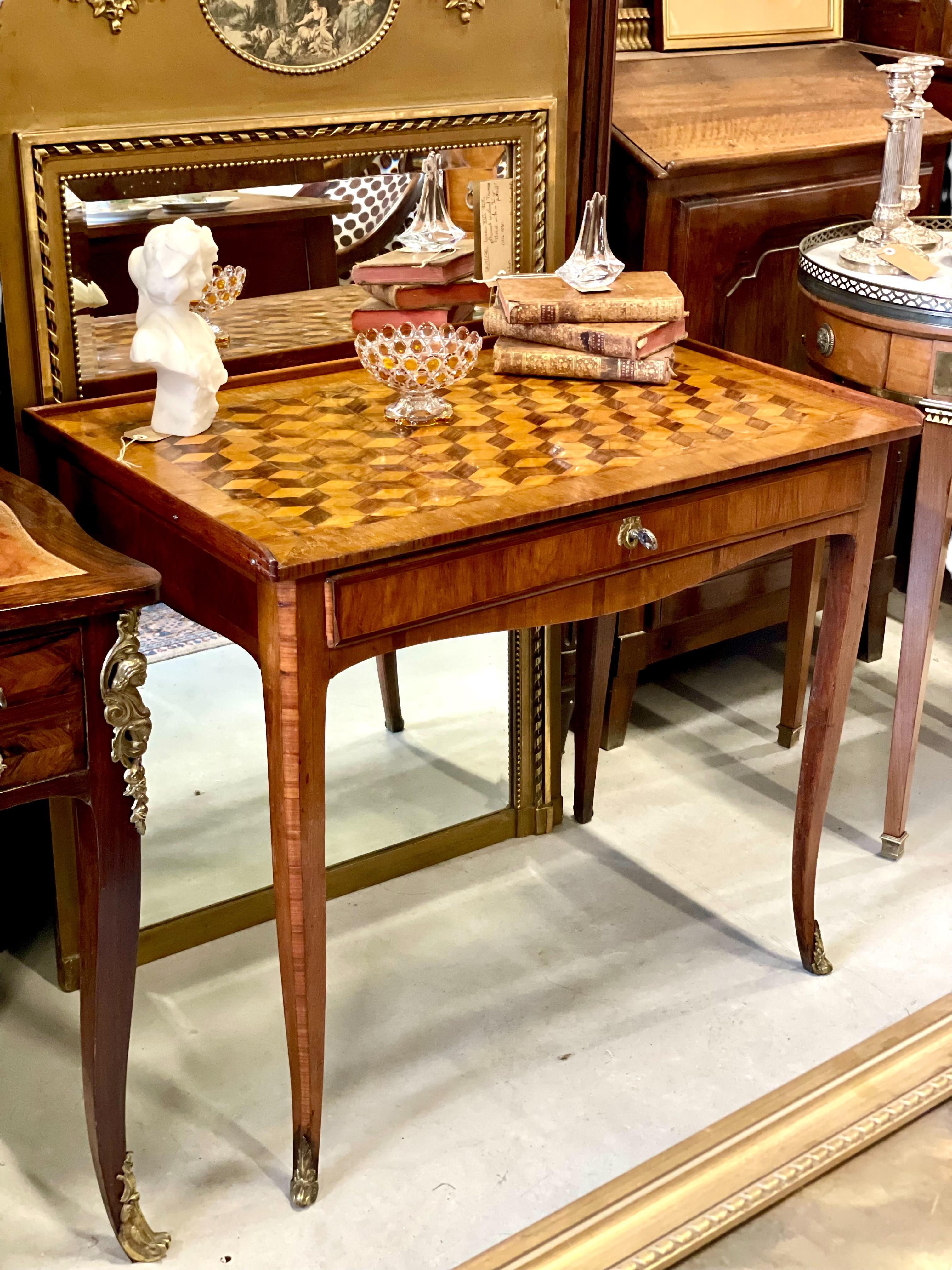 18th Century Writing Desk with Cube Parquetry Decoration 5